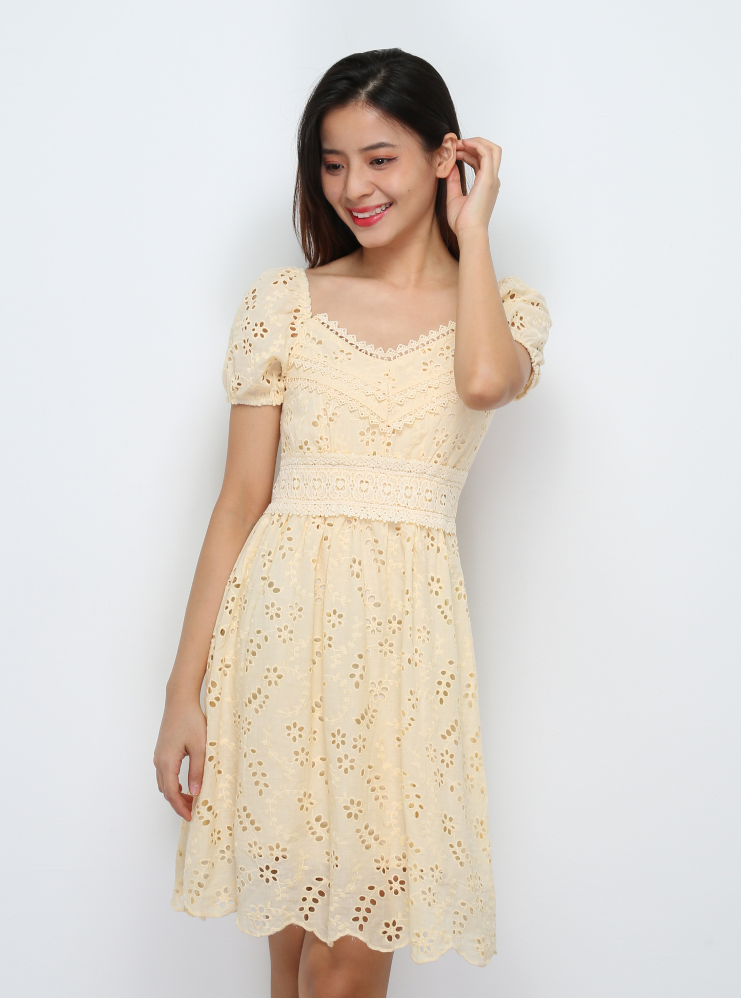 Puff Sleeve Eyelet Dress 29409