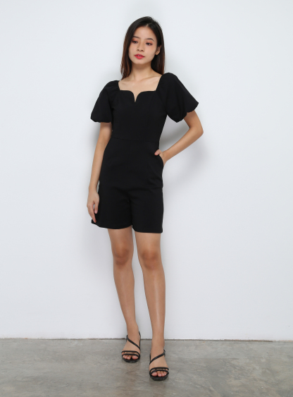 Puff Sleeve Back Zip Jumpsuit 29424