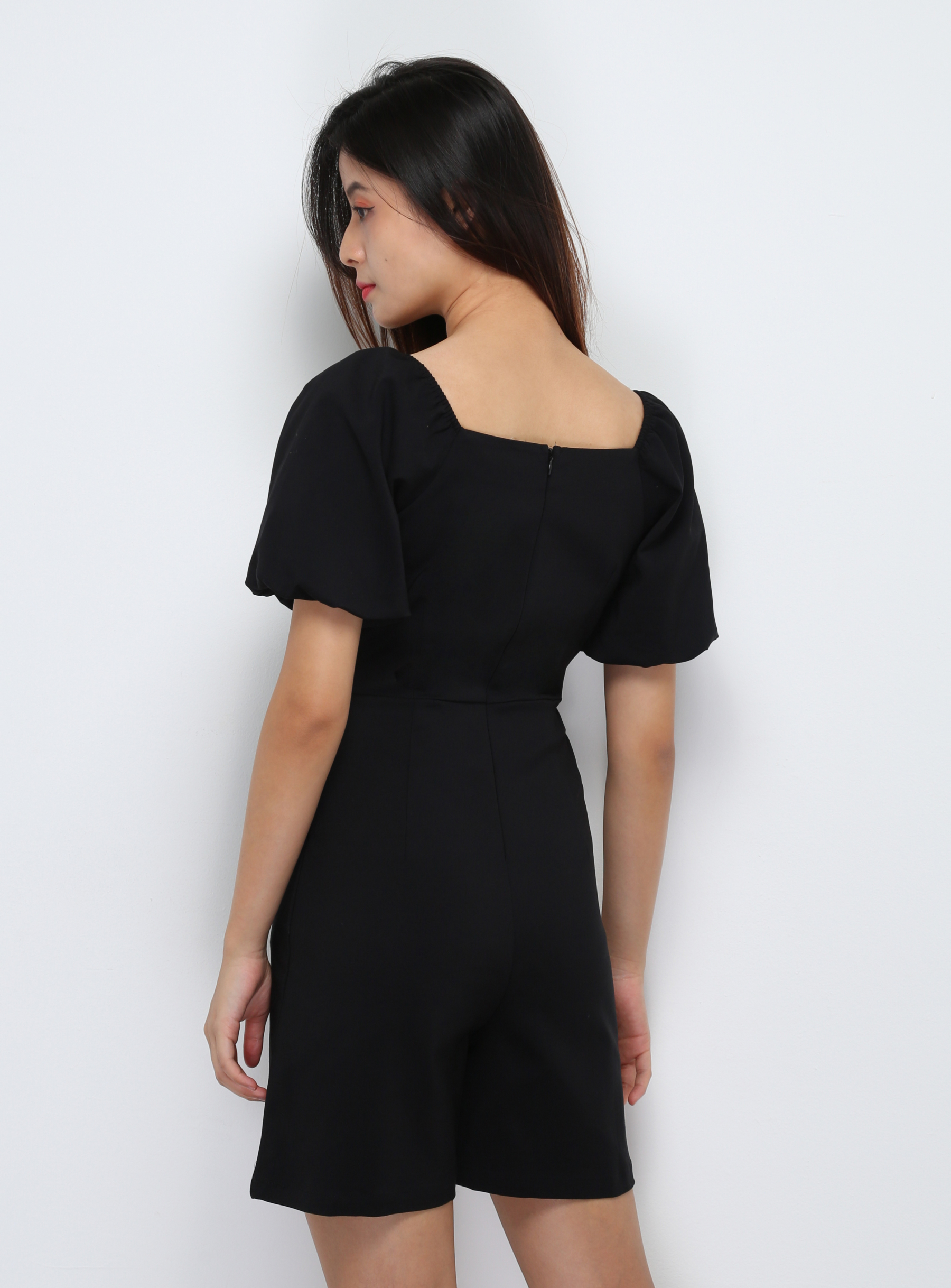Puff Sleeve Back Zip Jumpsuit 29424
