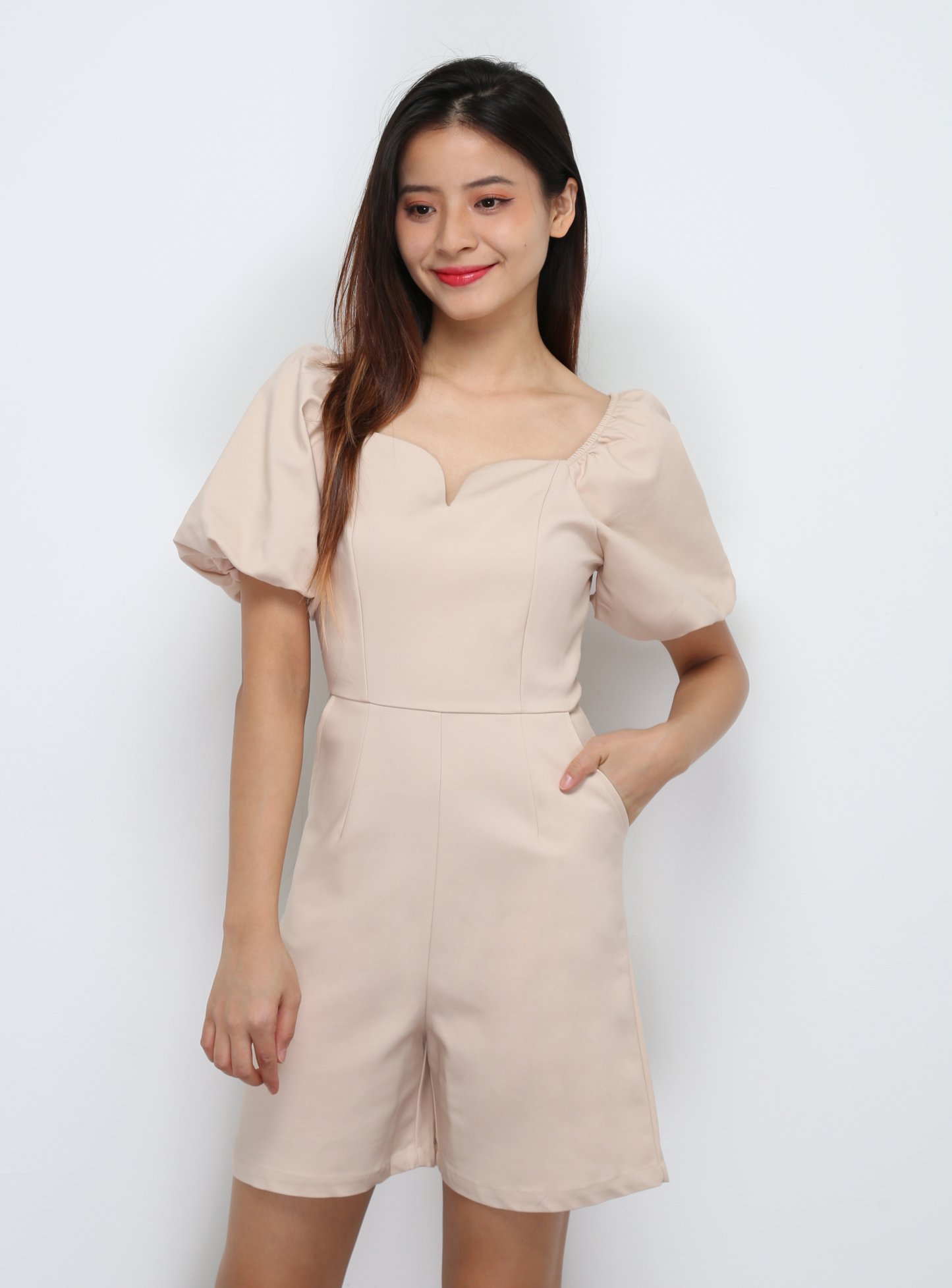 Puff Sleeve Back Zip Jumpsuit 29424