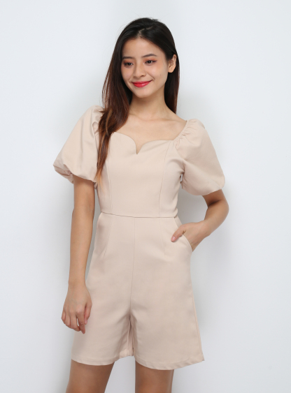 Puff Sleeve Back Zip Jumpsuit 29424