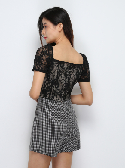 Lace Top With Short Pants Set 29435