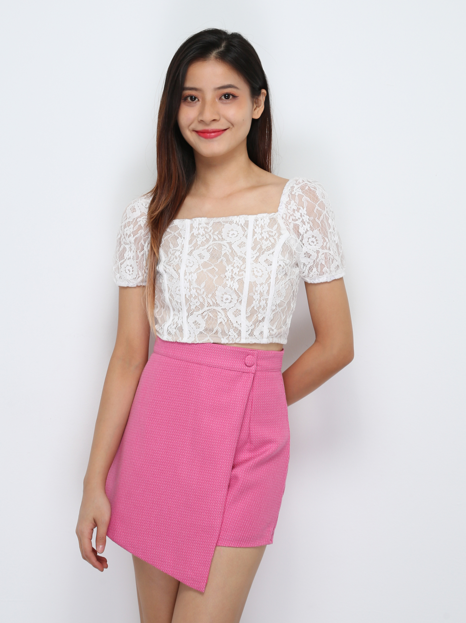 Lace Top With Short Pants Set 29435