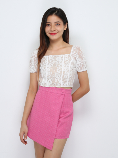 Lace Top With Short Pants Set 29435