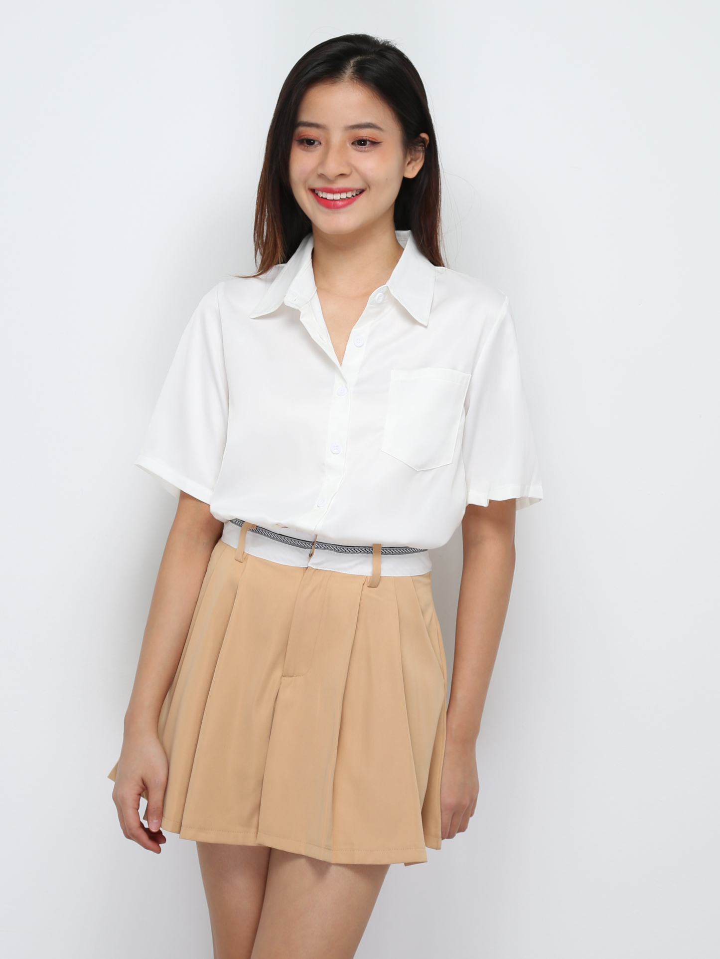 Blouse With Pleated Skirt Set 29451