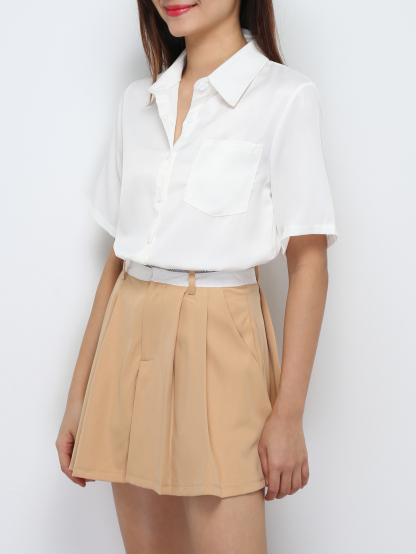 Blouse With Pleated Skirt Set 29451