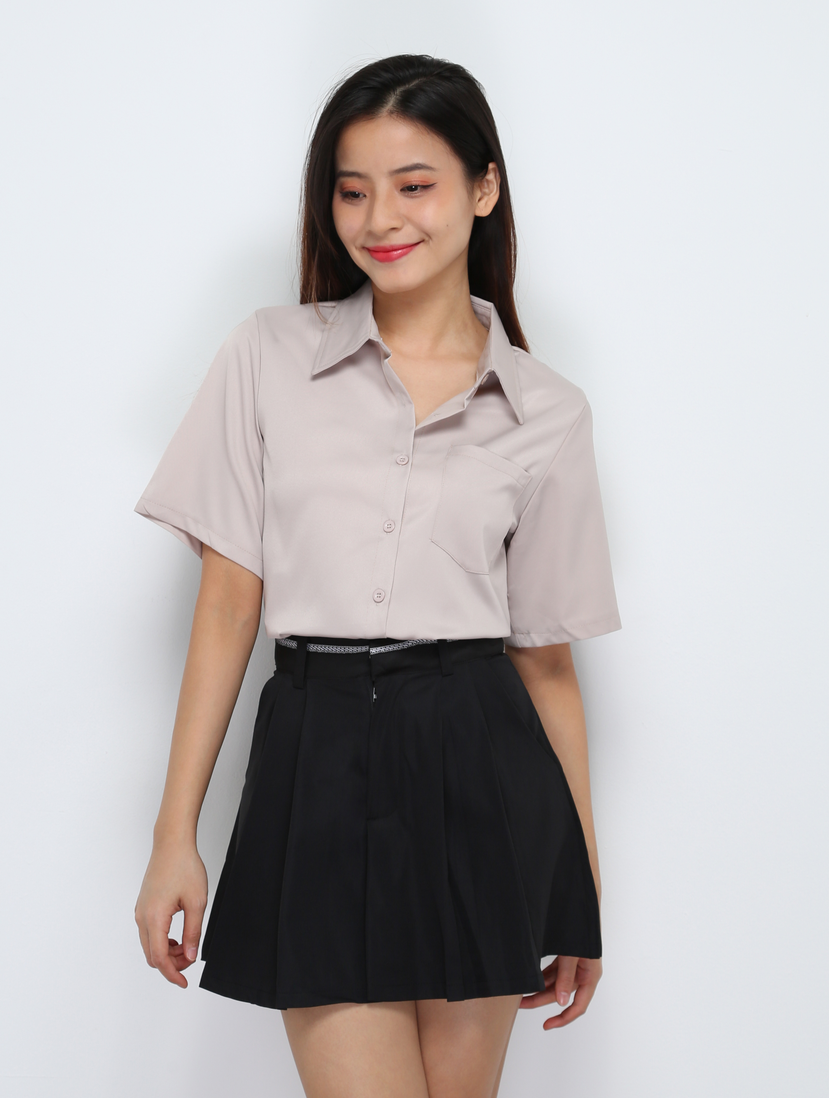 Blouse With Pleated Skirt Set 29451