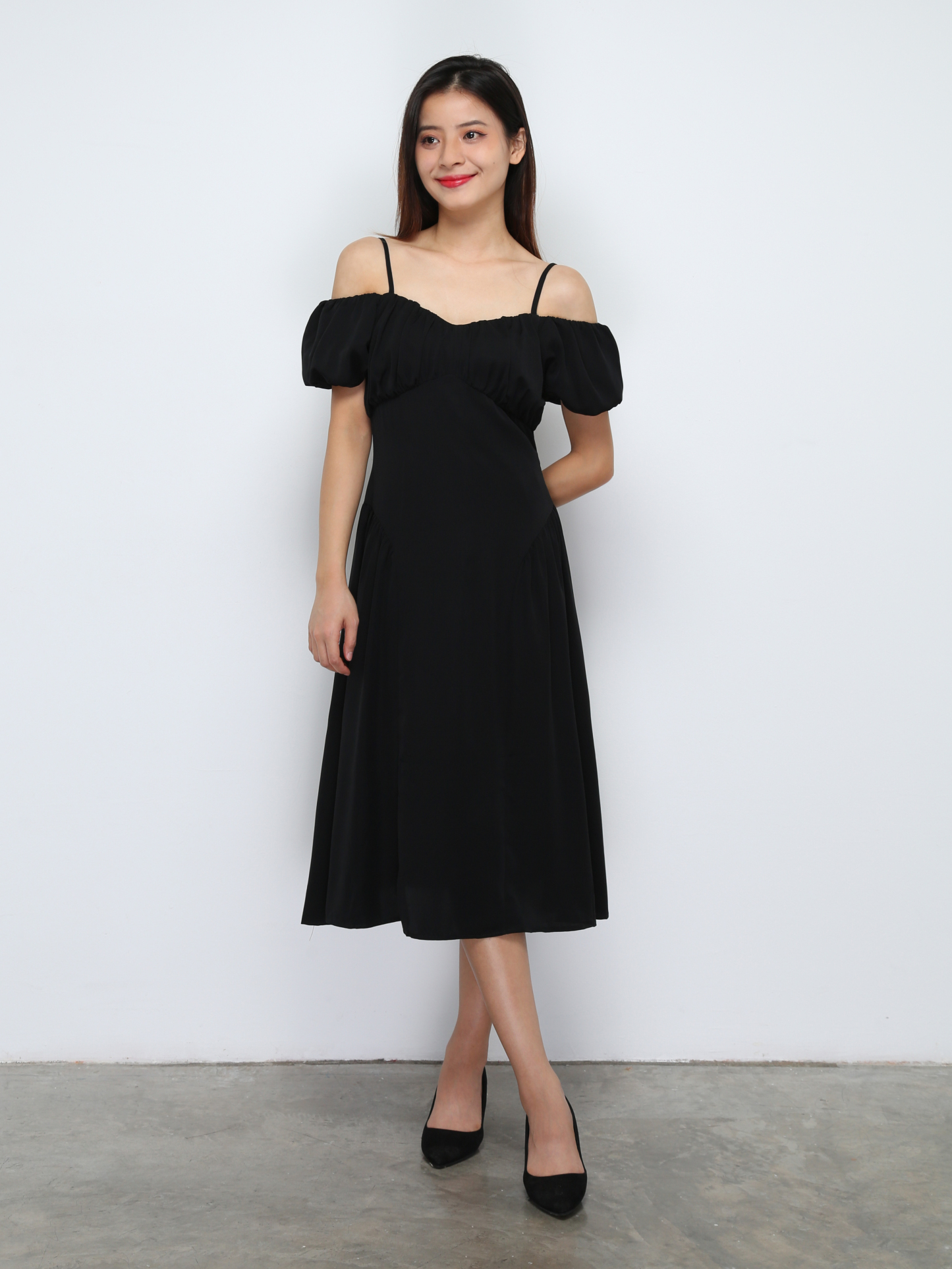 Puff Sleeve With Strap Dress 29455