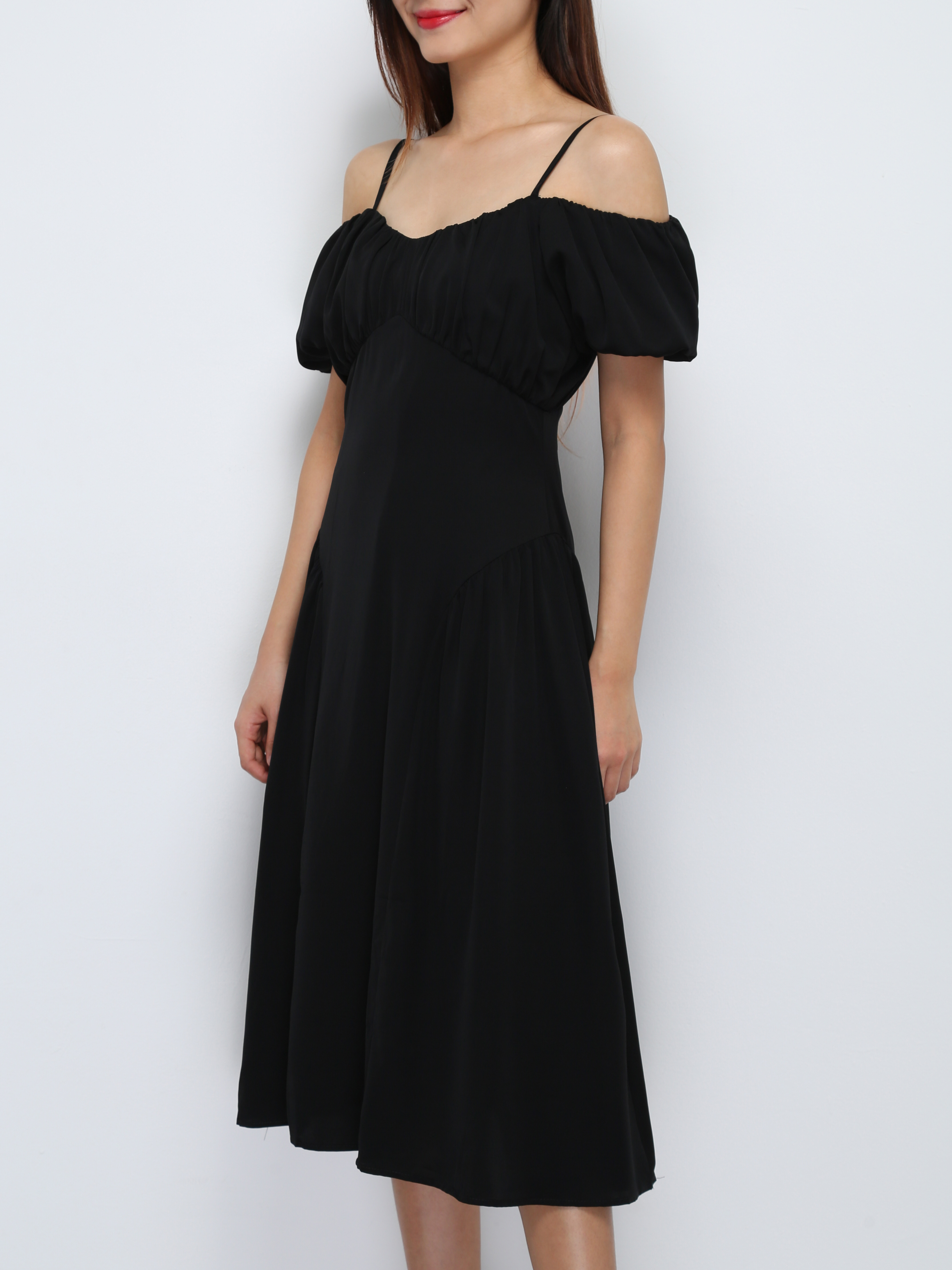 Puff Sleeve With Strap Dress 29455