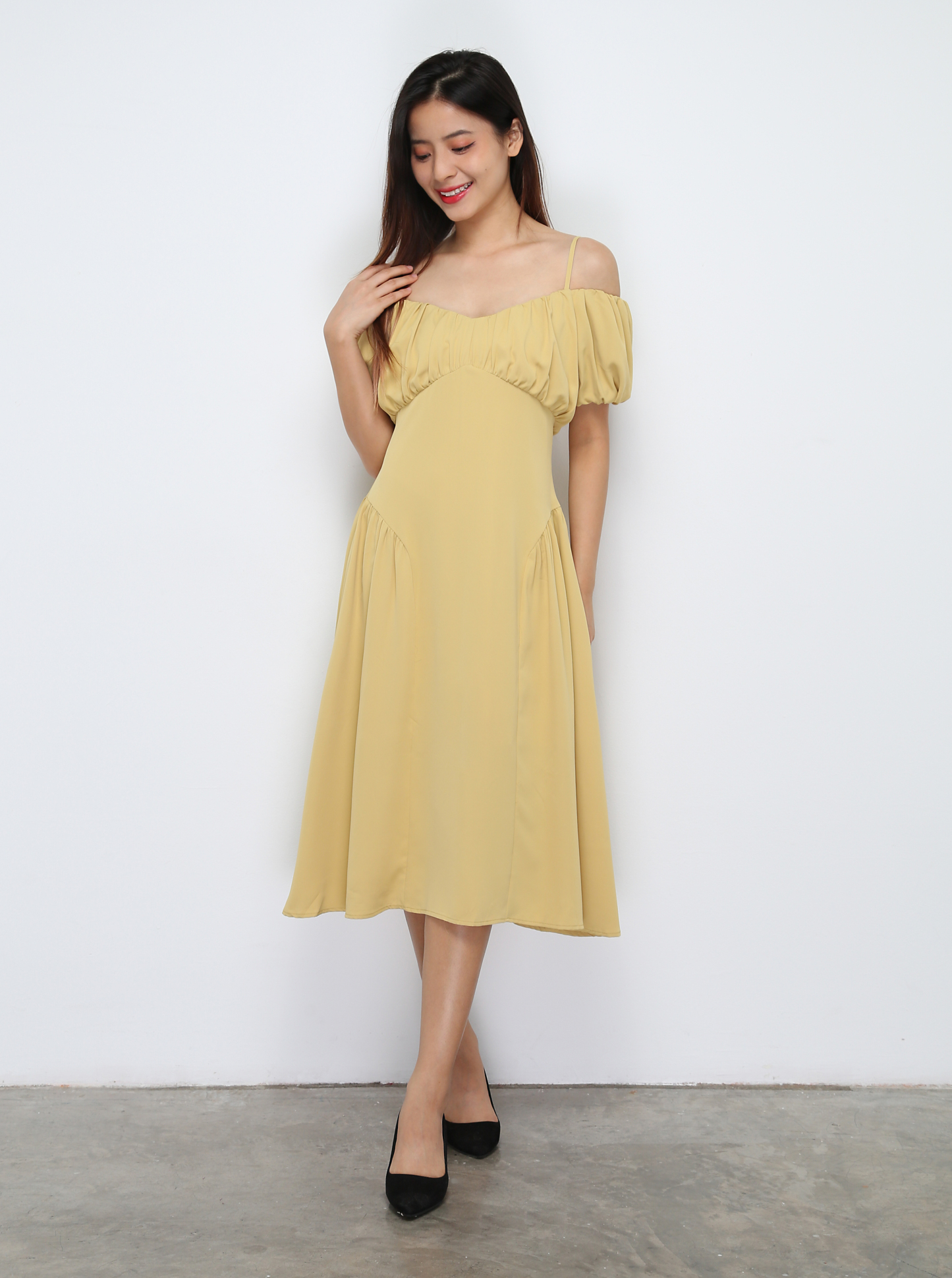 Puff Sleeve With Strap Dress 29455