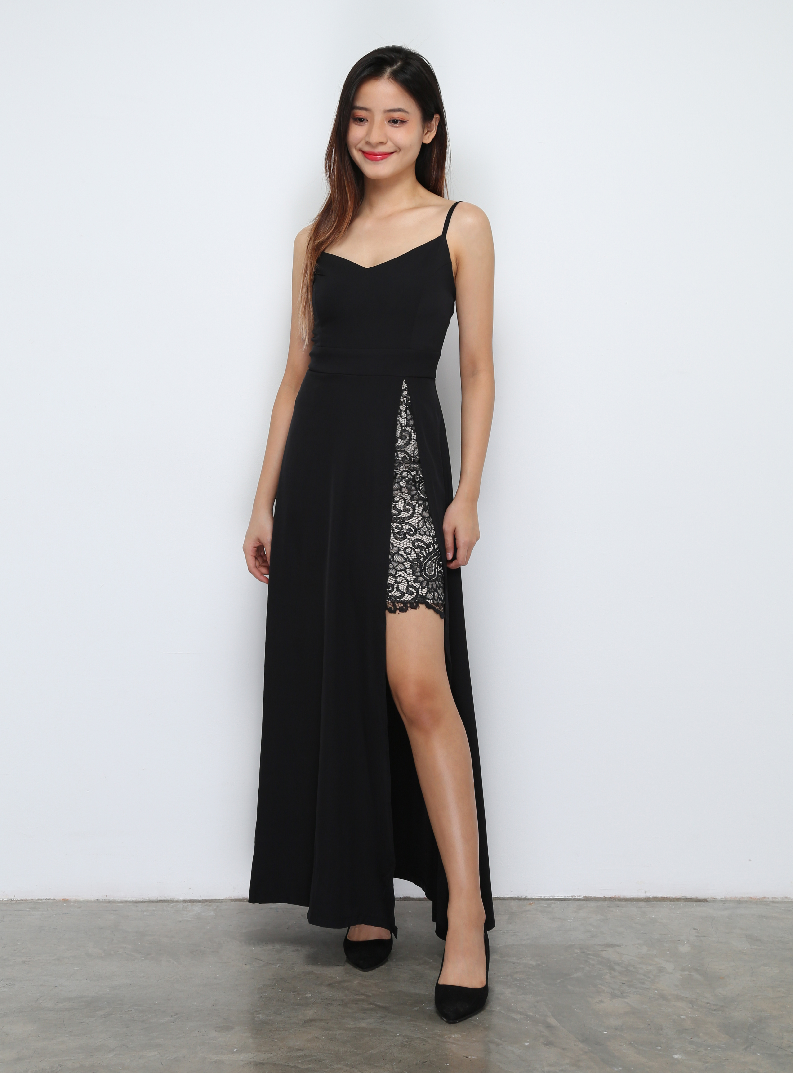 Sleeveless With Lace Split Dress 29456