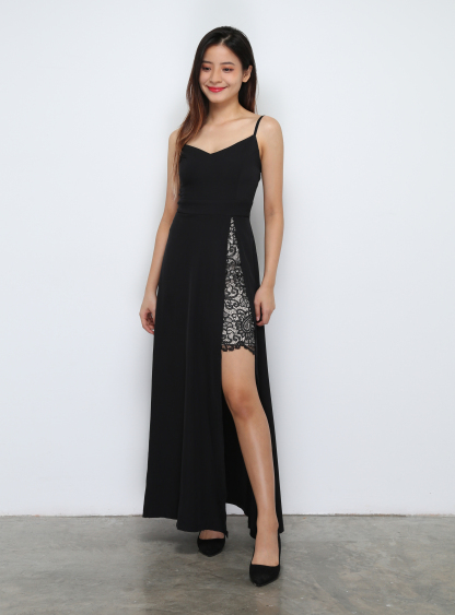 Sleeveless With Lace Split Dress 29456