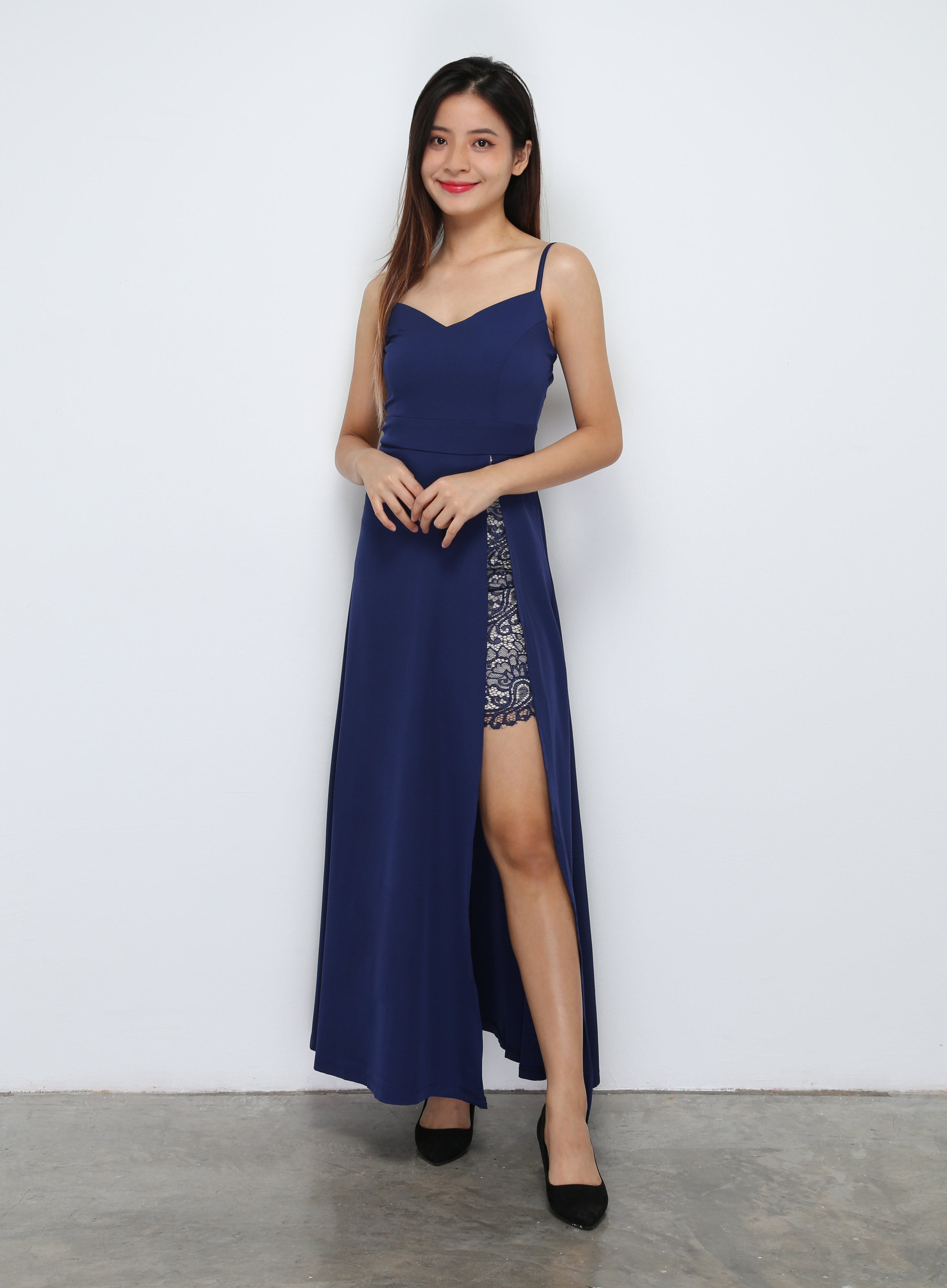 Sleeveless With Lace Split Dress 29456