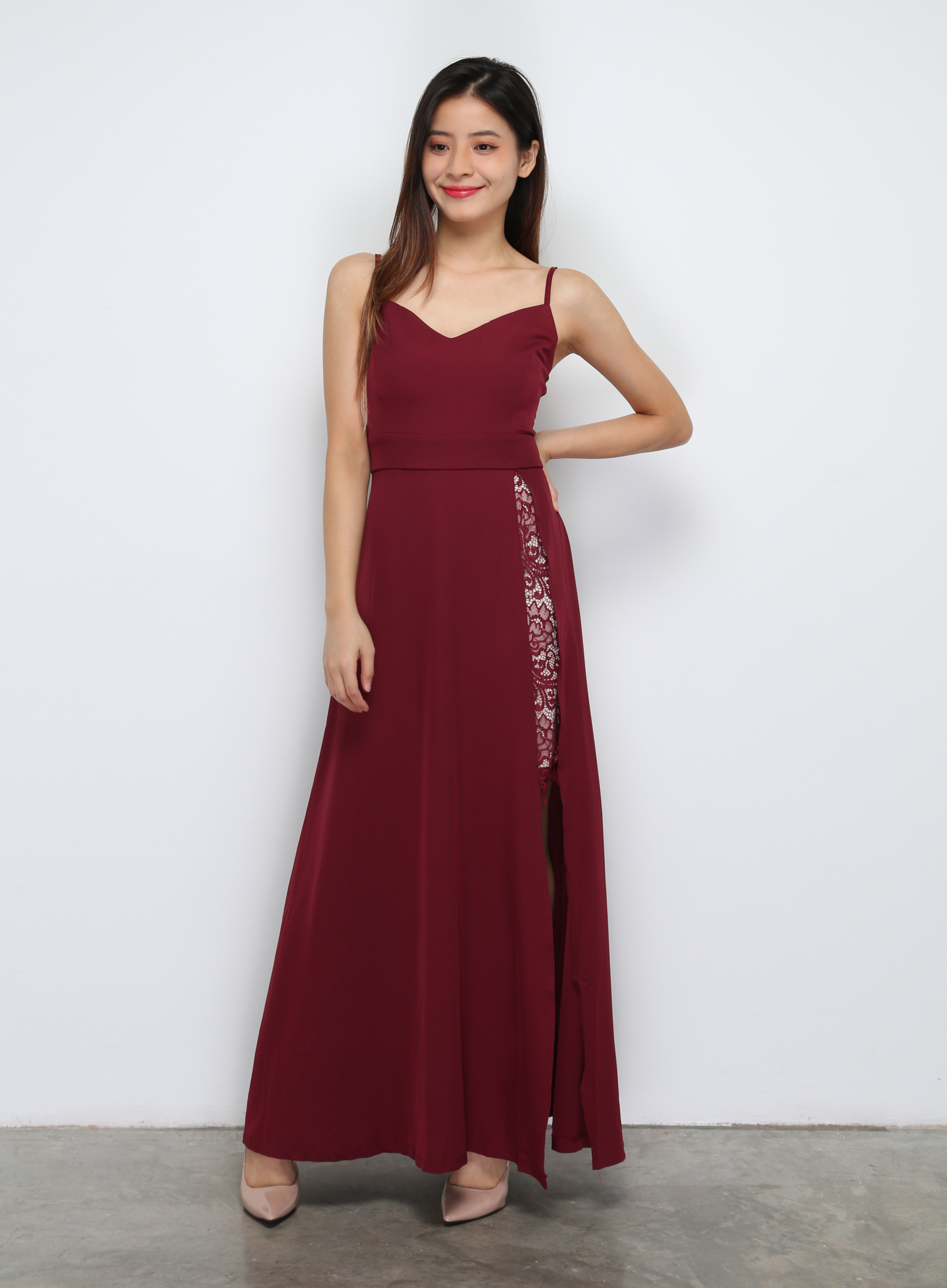 Sleeveless With Lace Split Dress 29456