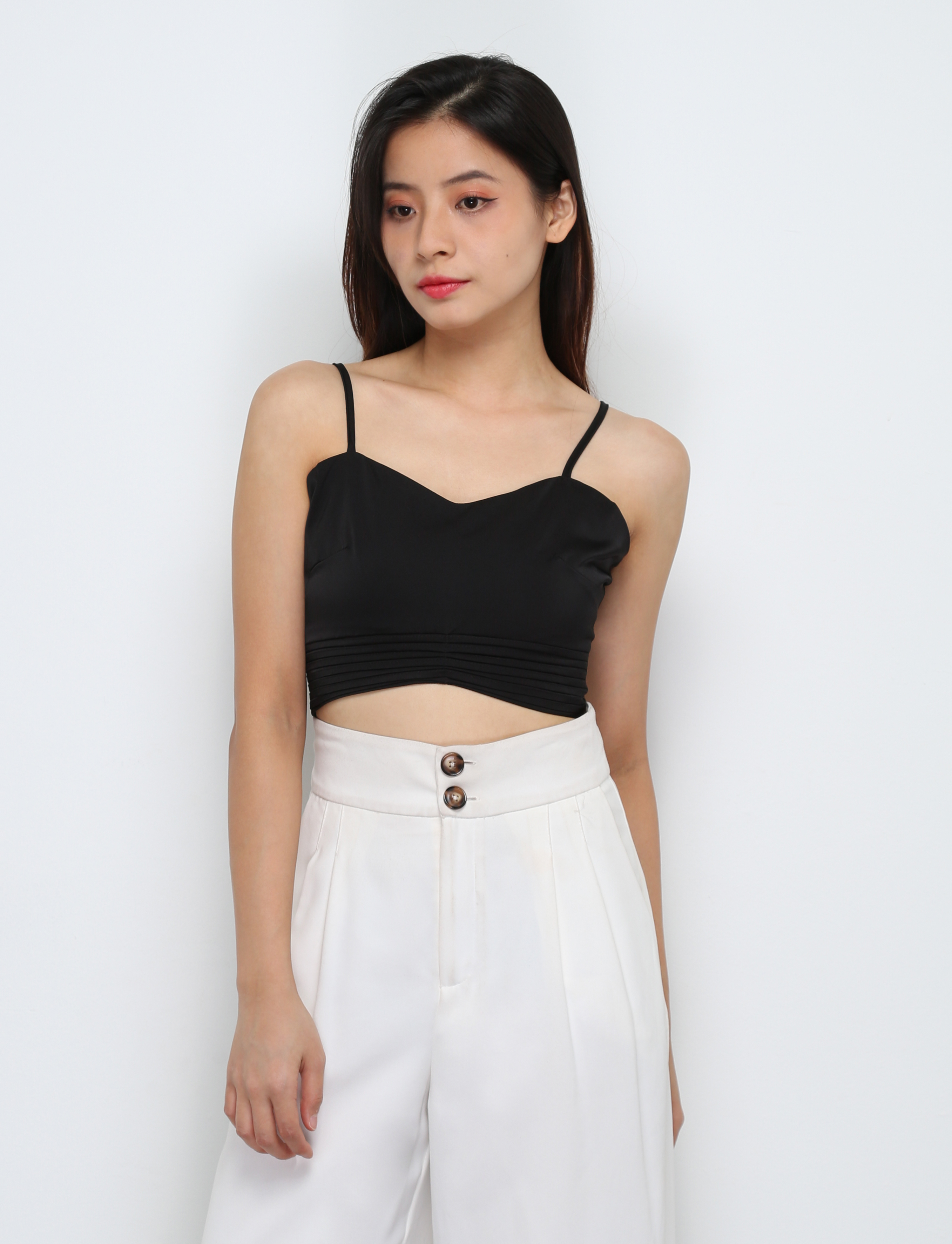 Waist Pleated Sleeveless Top 29458