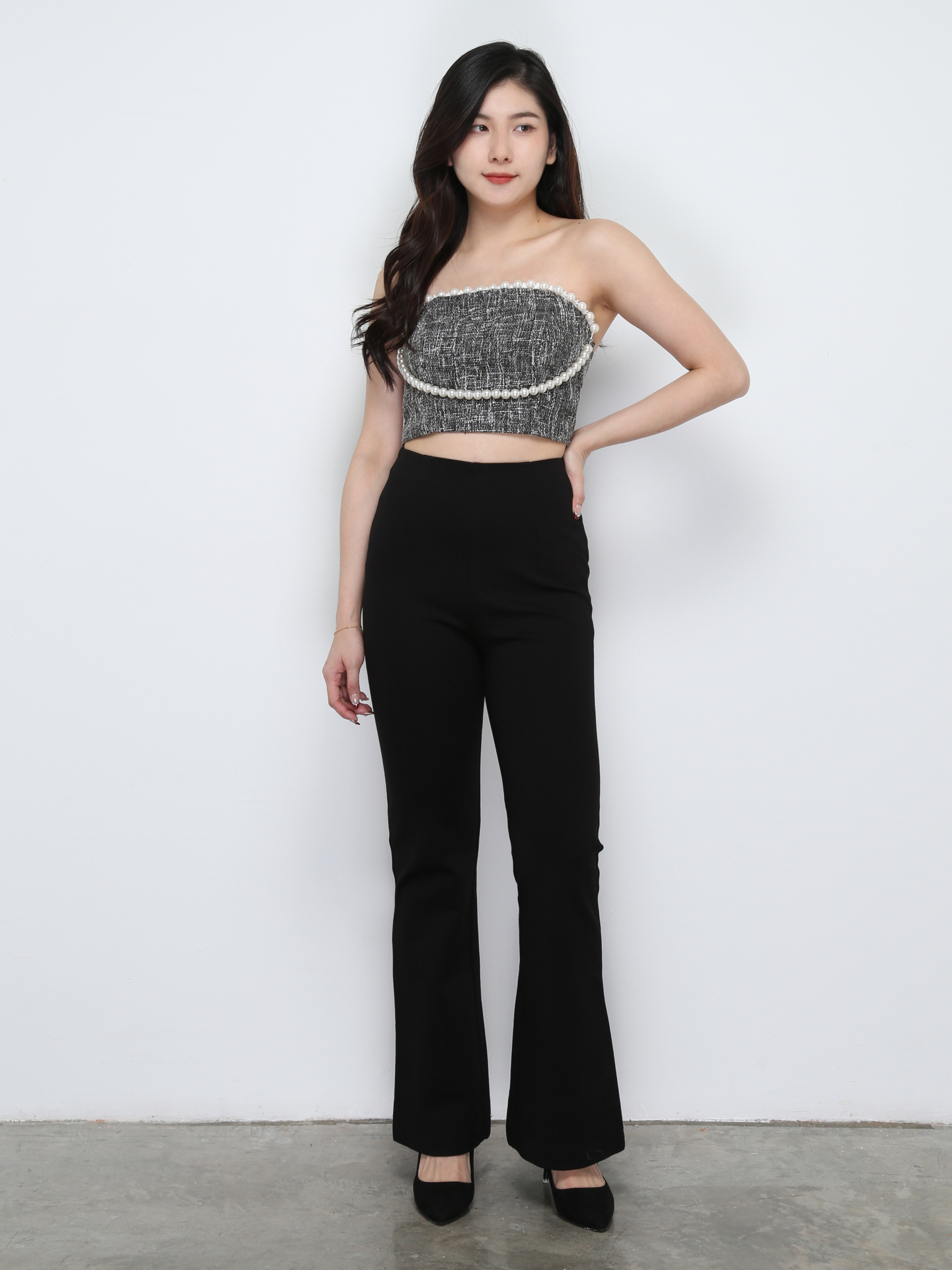 Pleated Decorative Pearl Top 29474