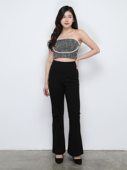 Pleated Decorative Pearl Top 29474