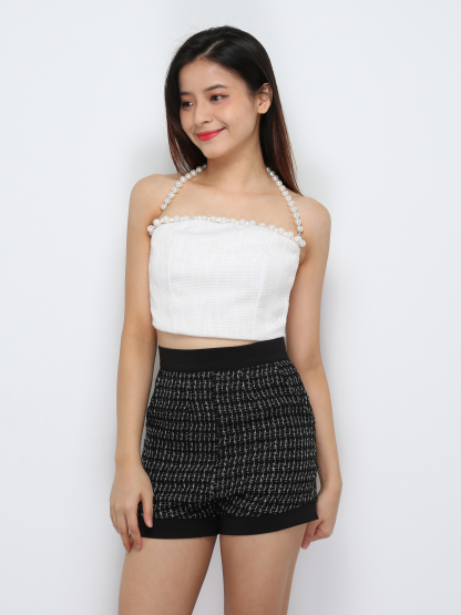 Pleated Decorative Pearl Top 29474