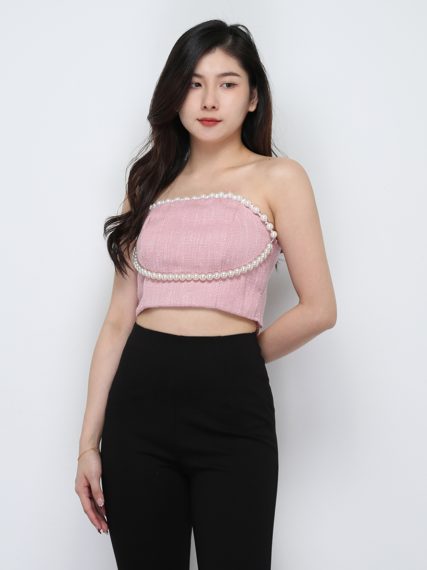 Pleated Decorative Pearl Top 29474