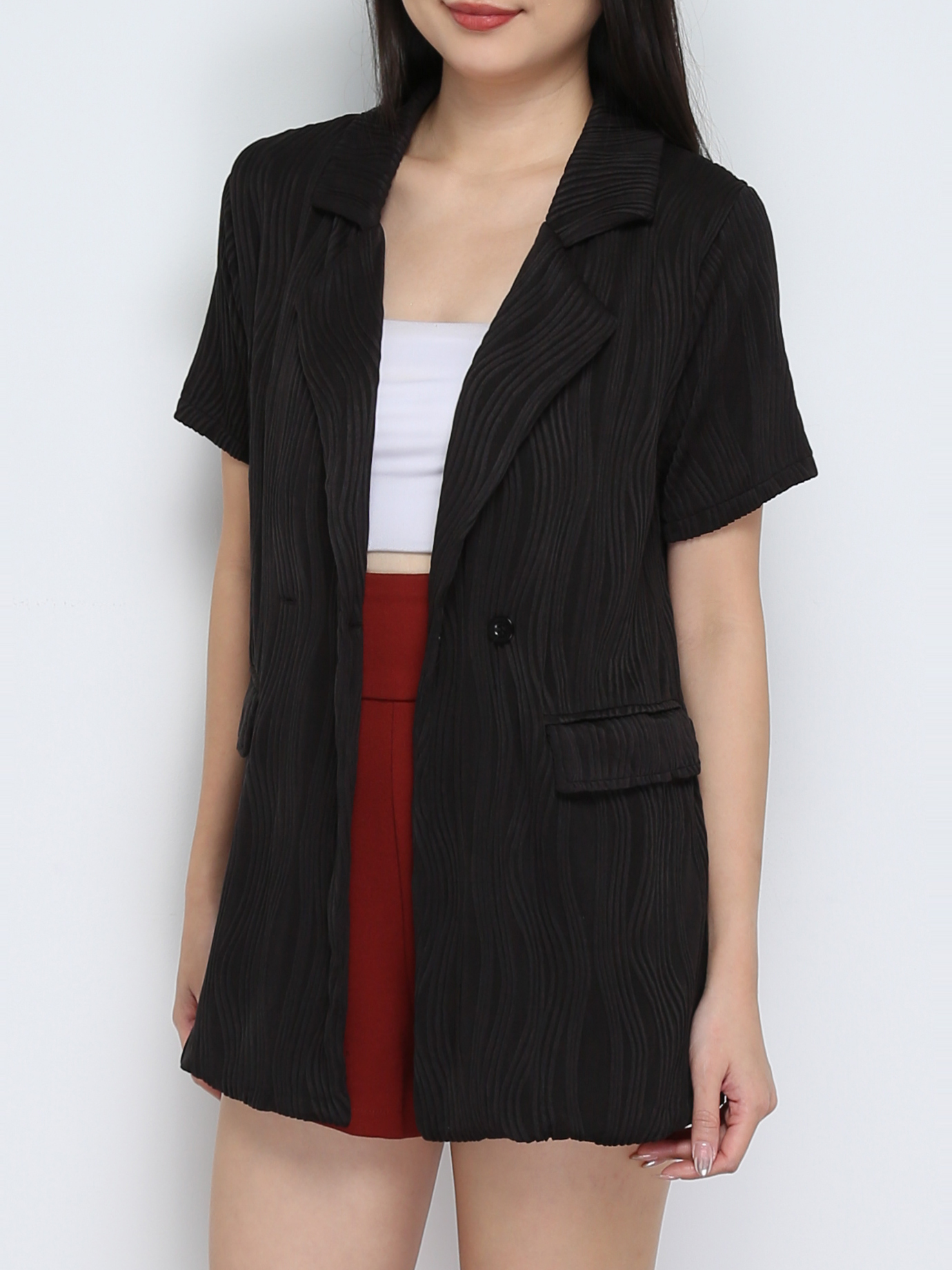 Short Sleeve Front Button Top 29516