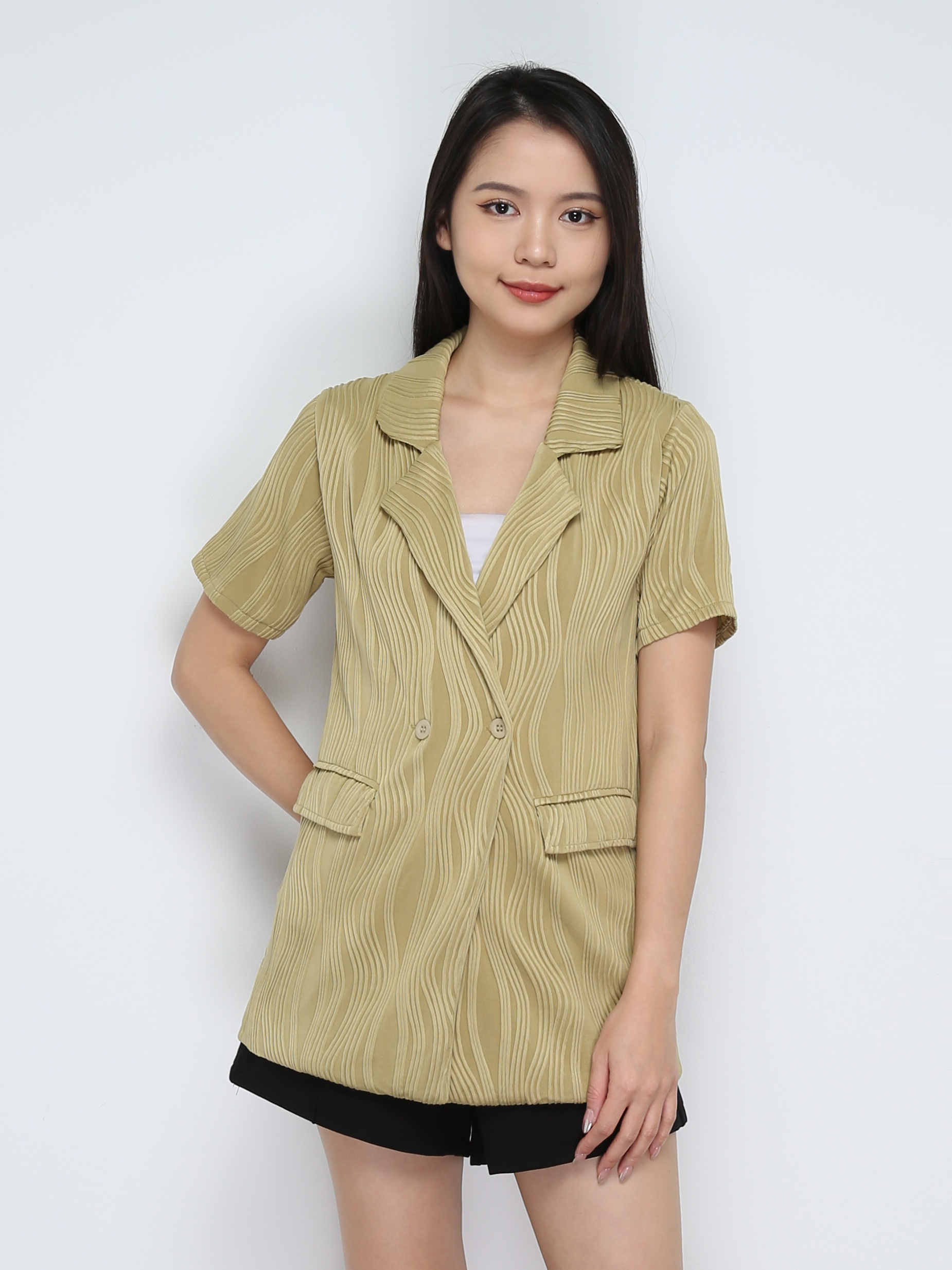 Short Sleeve Front Button Top 29516