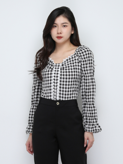 Checker Long Sleeve Top 29562