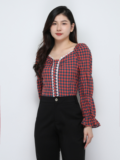 Checker Long Sleeve Top 29562