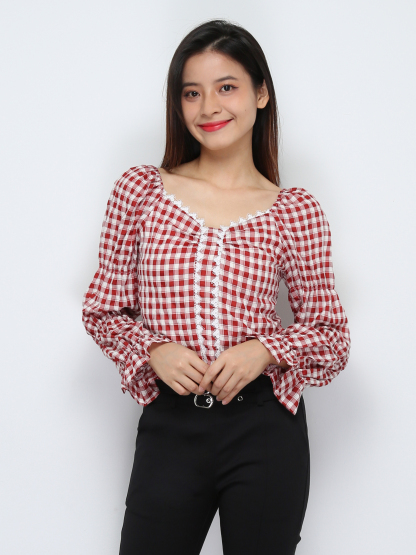 Checker Long Sleeve Top 29562