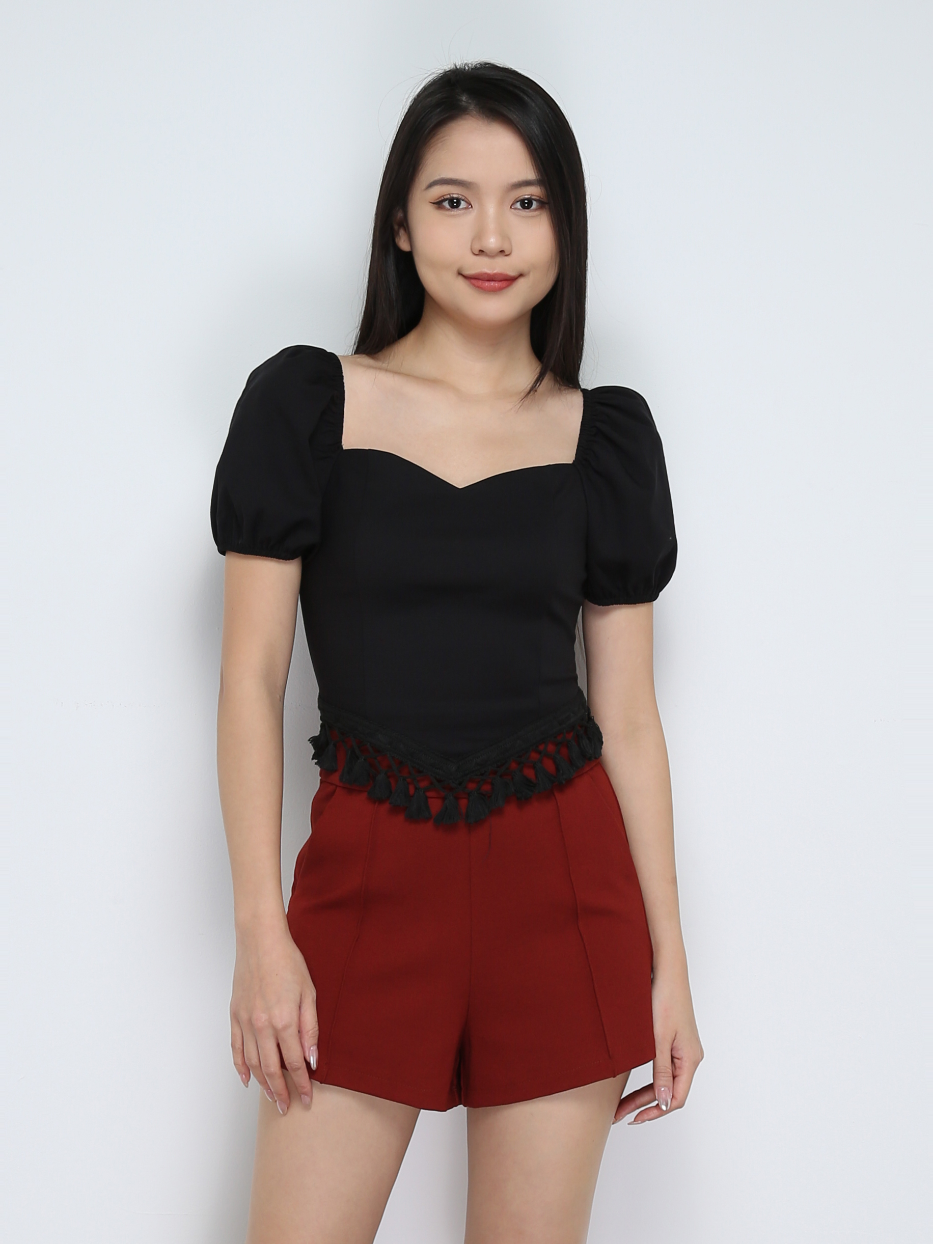 Puff Sleeve Sweetheart Neck Top 29612