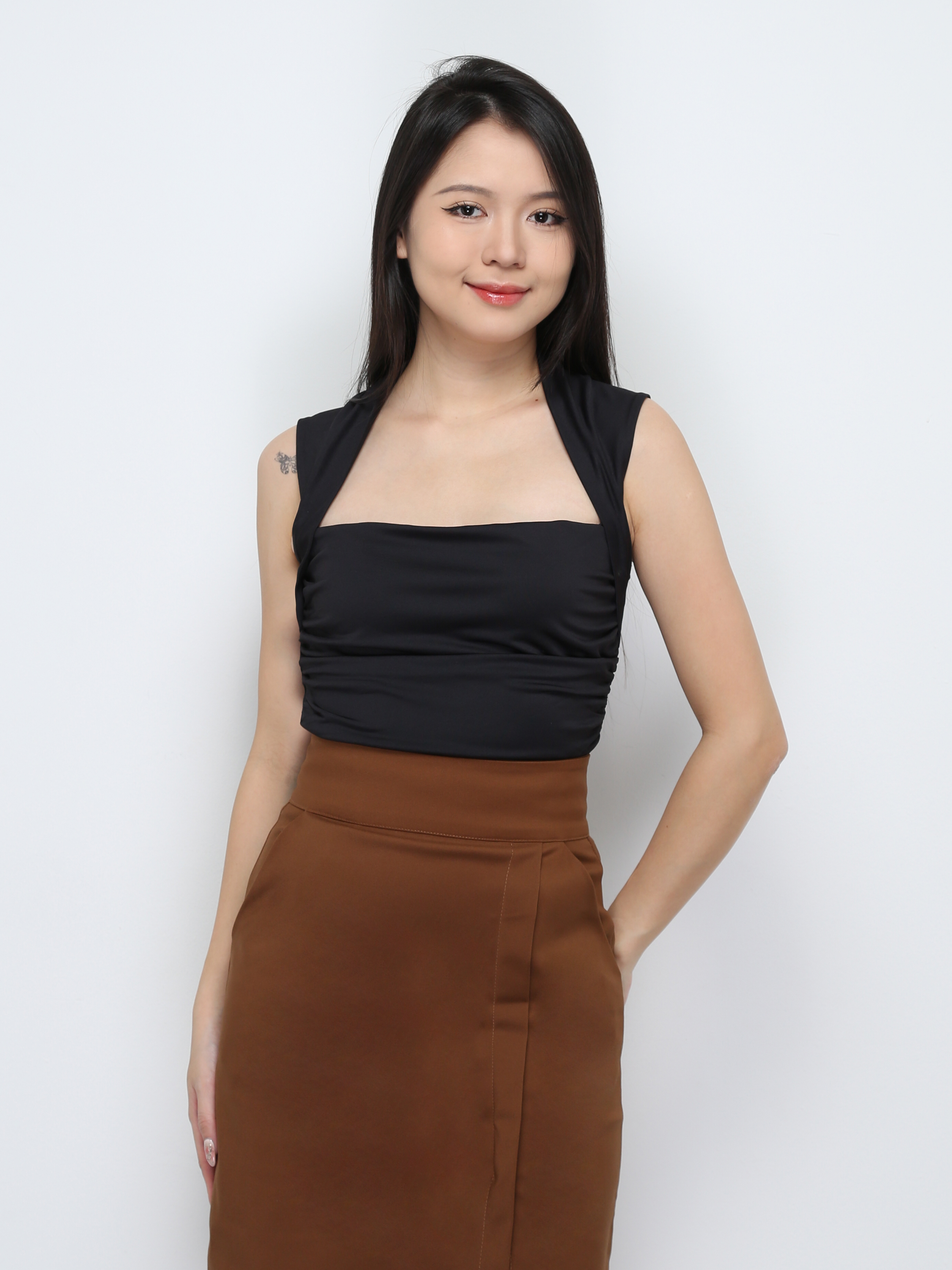 Sleeveless Side Pleated Top 29652