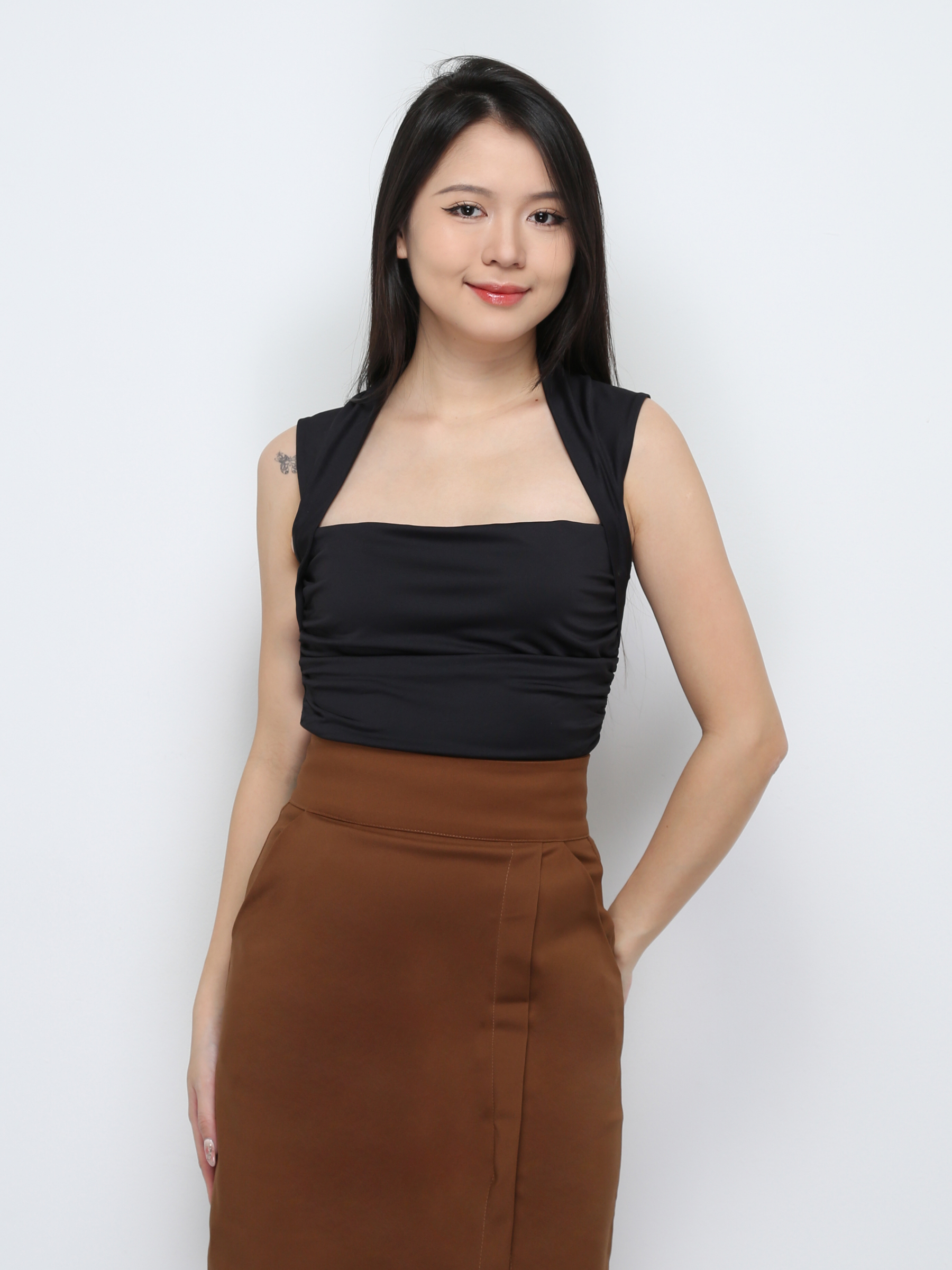 Sleeveless Side Pleated Top 29652