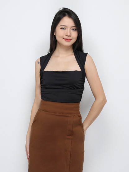 Sleeveless Side Pleated Top 29652