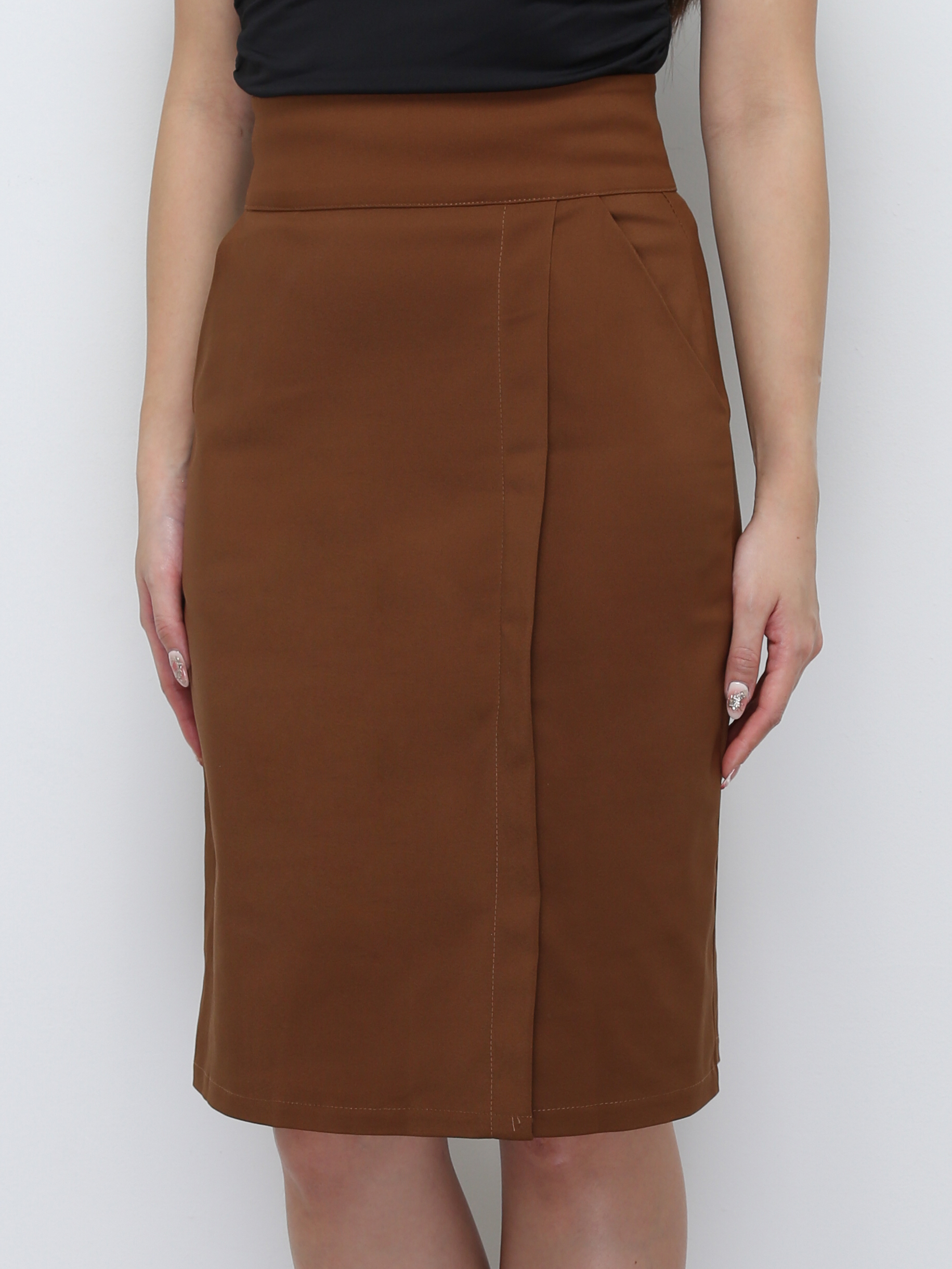 High Waist Side Pleated Long Skirt 29671
