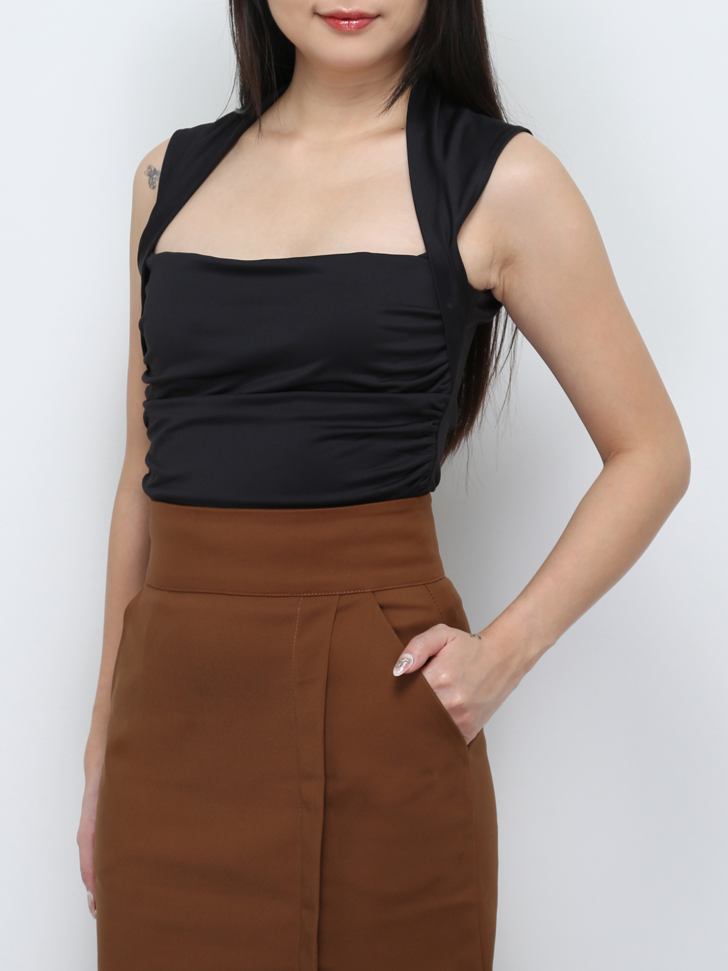 Sleeveless Side Pleated Top 29652