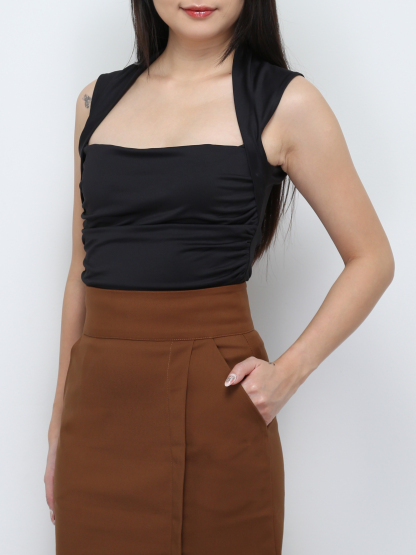 Sleeveless Side Pleated Top 29652