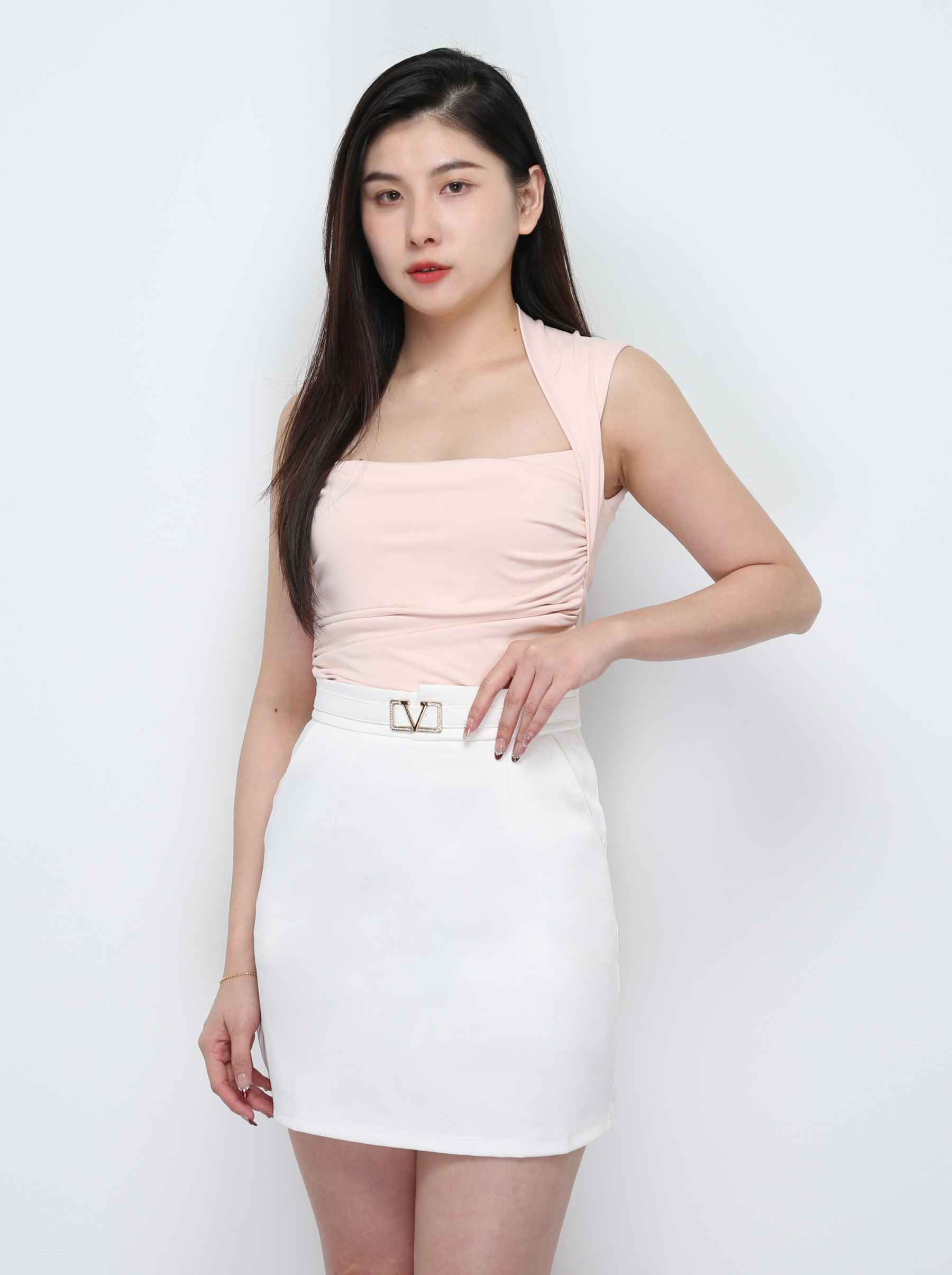 Sleeveless Side Pleated Top 29652