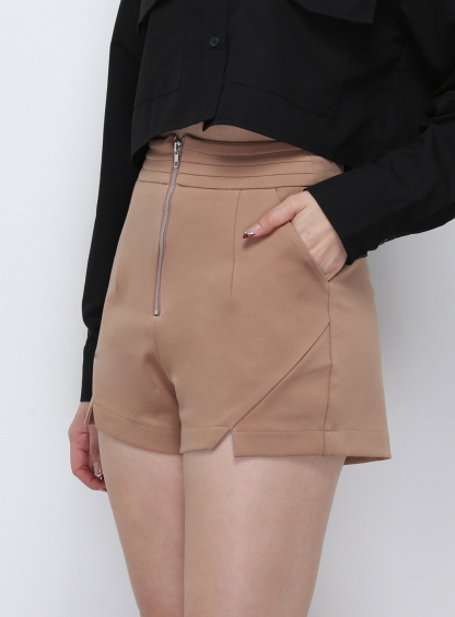High Waist Front Zip Short Pants 29660