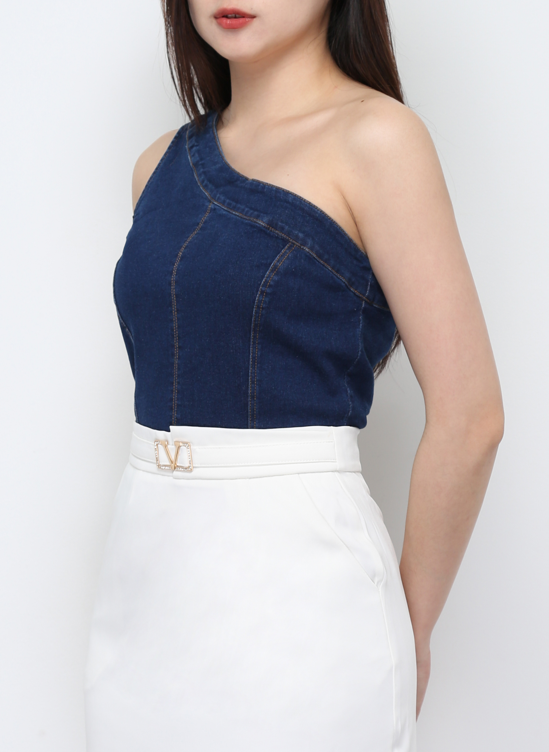 Sloping Denim Top 29680