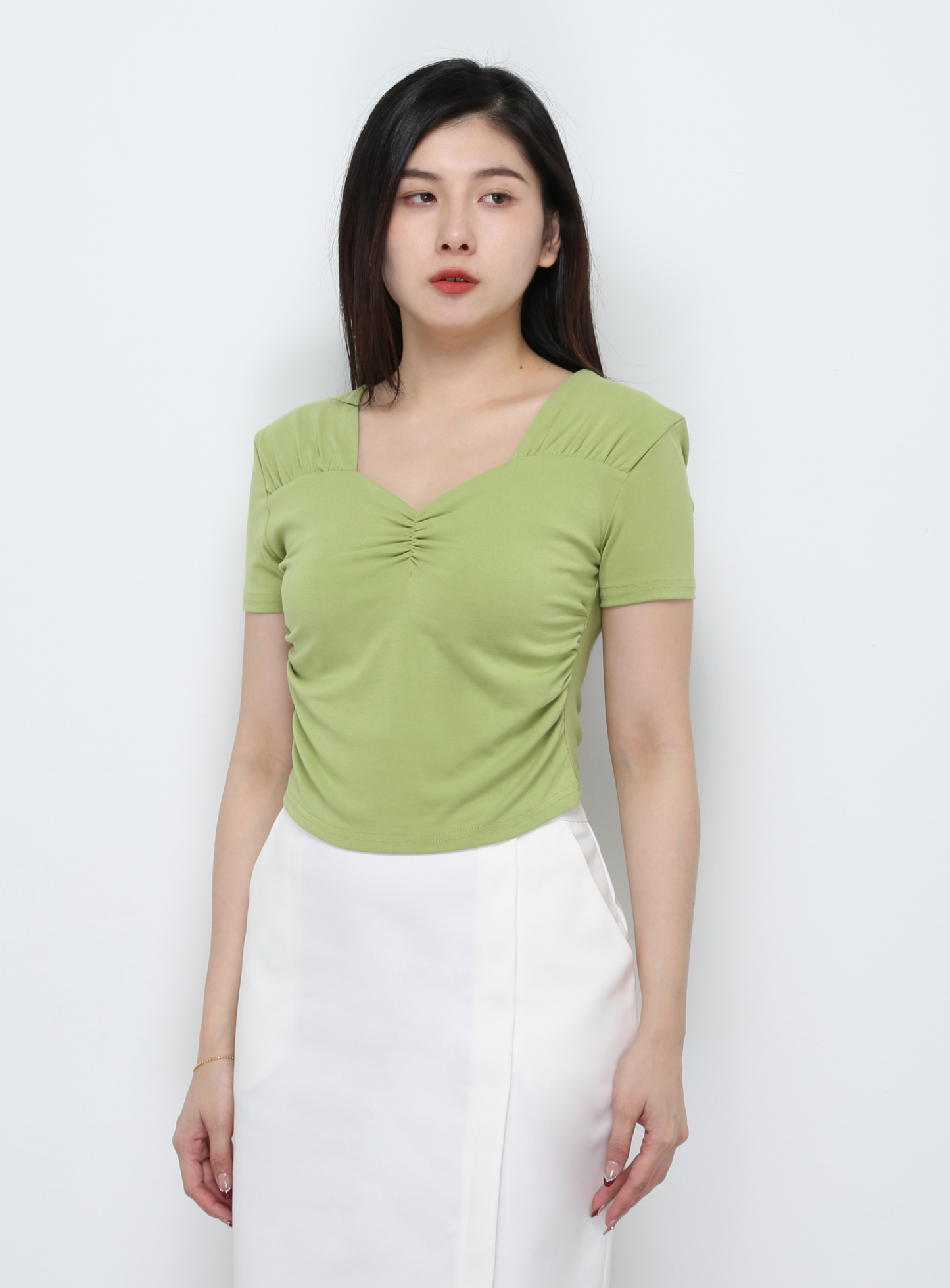 Short Sleeve Front Pleated Top 29702