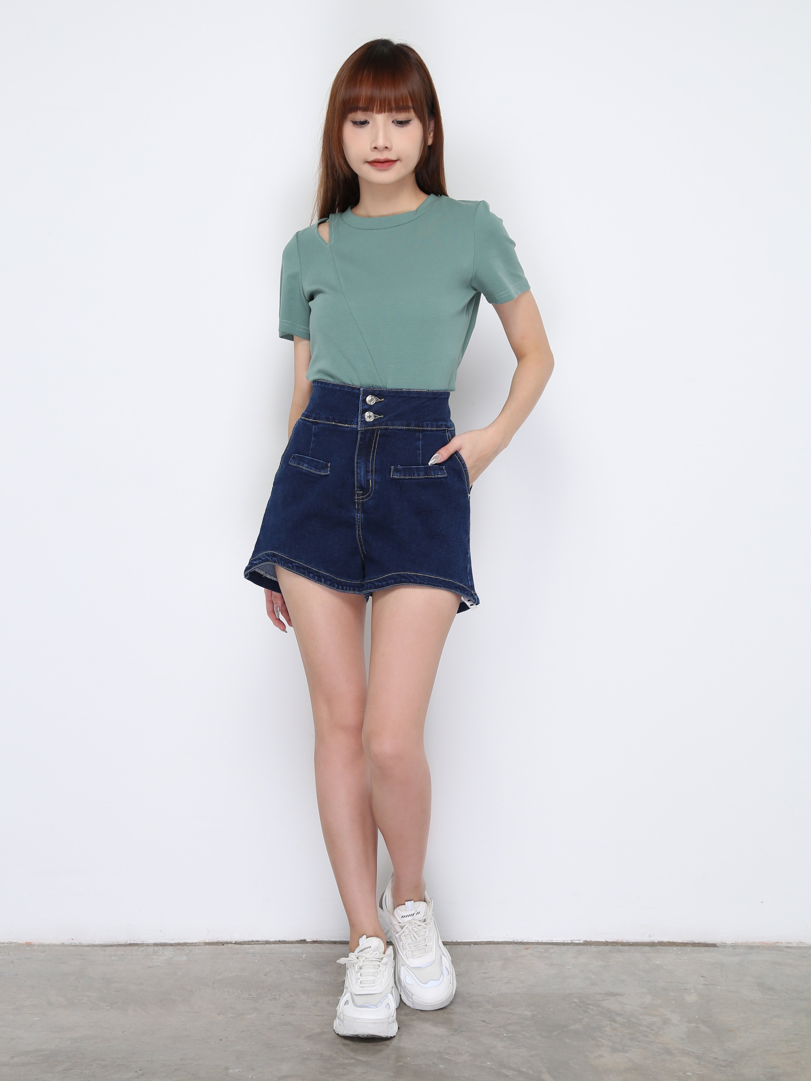 High Waist Denim Short Pants 29725
