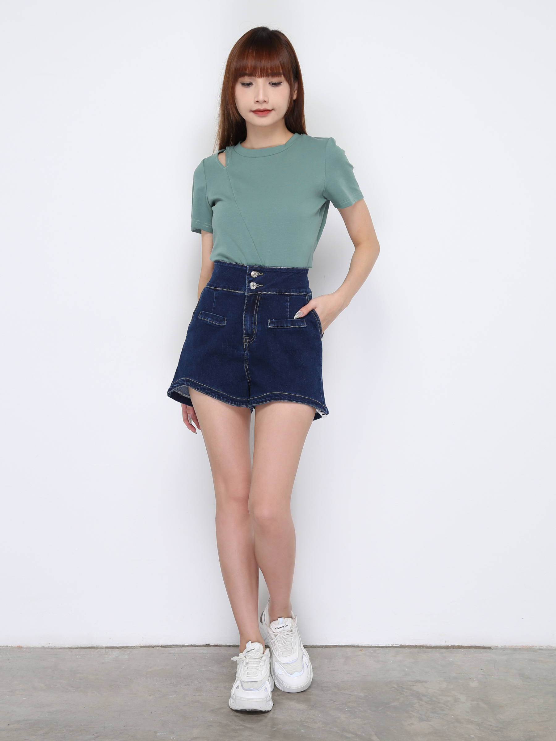 High Waist Denim Short Pants 29725