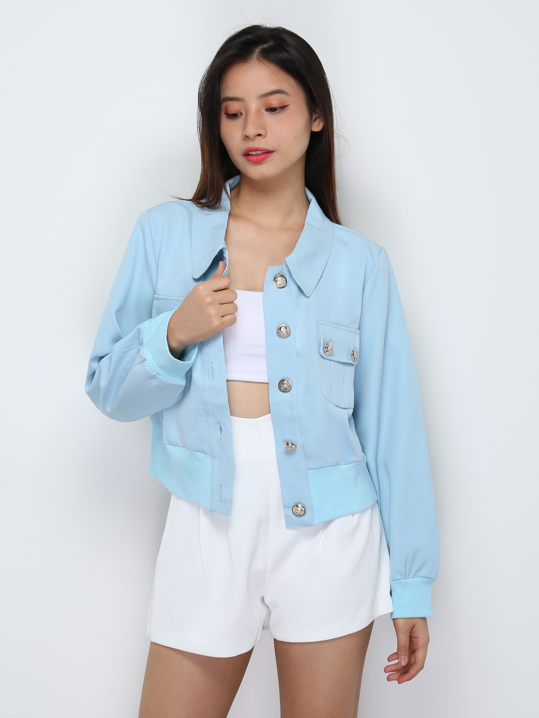 Long Sleeve Front Button Top 29813