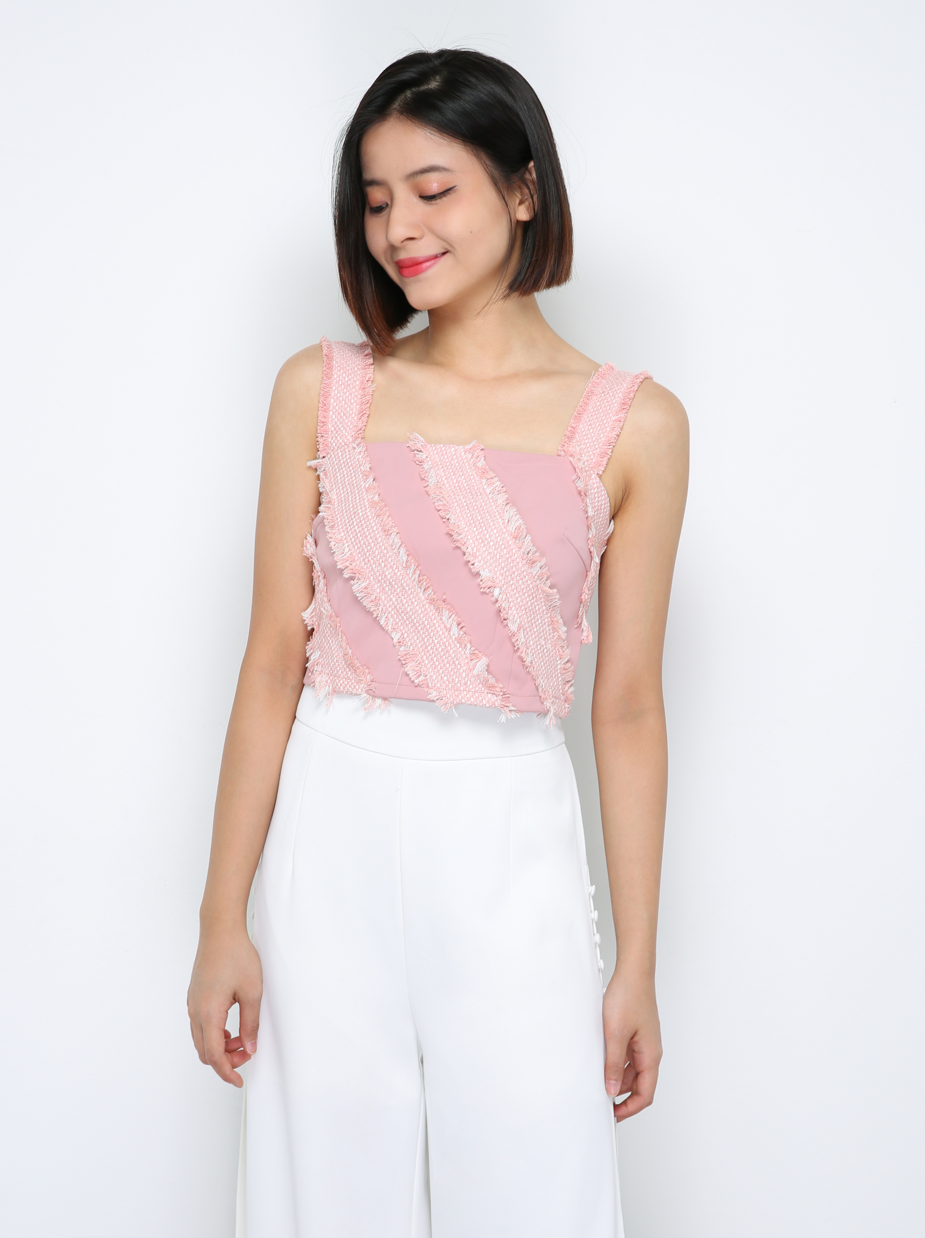 Sleeveless Decorative Stripe Top 29833