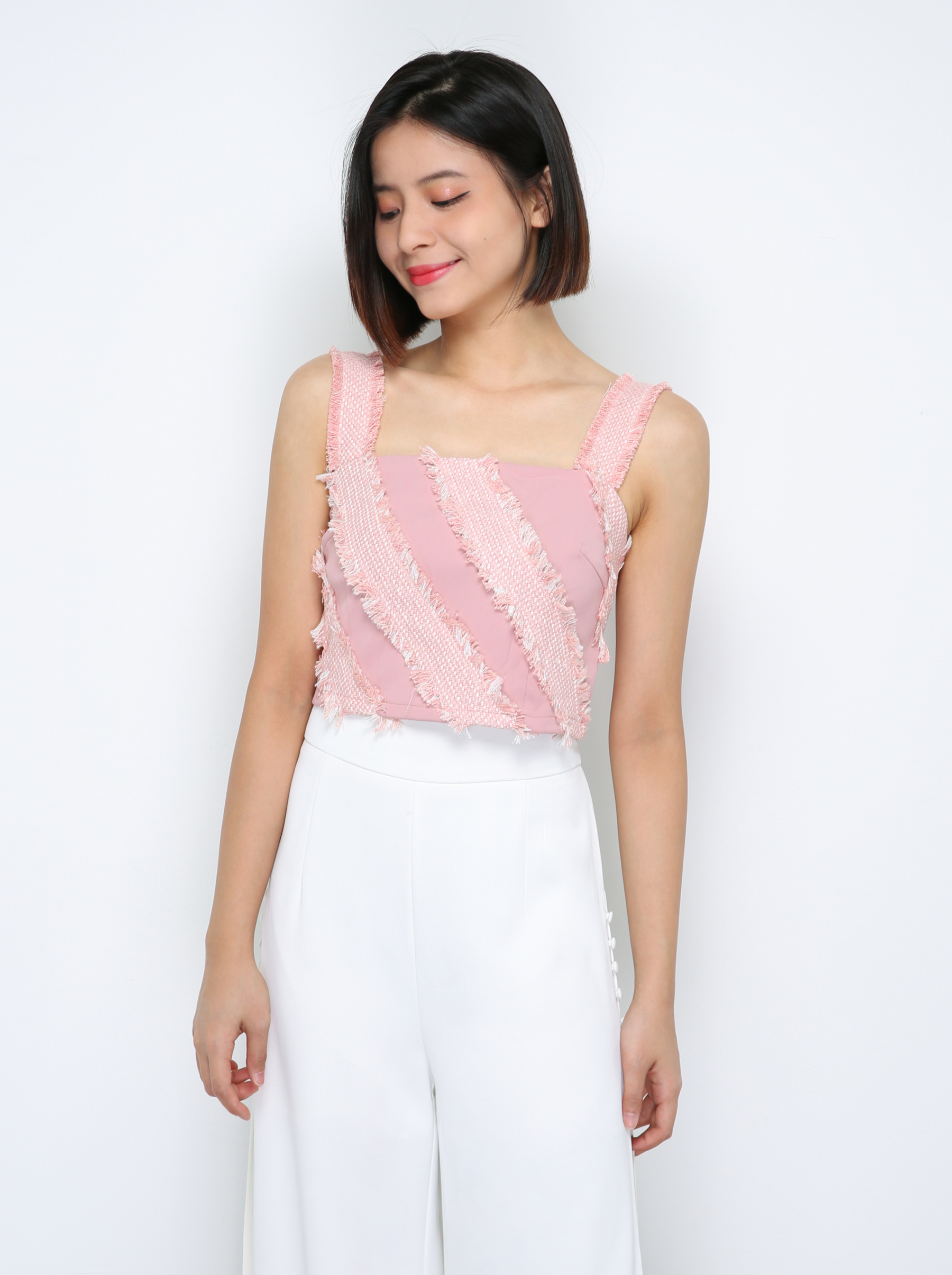 Sleeveless Decorative Stripe Top 29833