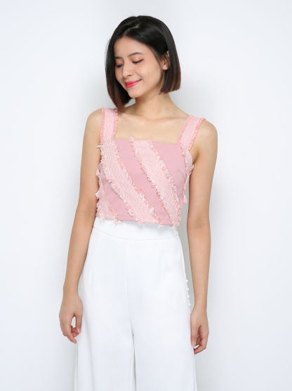 Sleeveless Decorative Stripe Top 29833