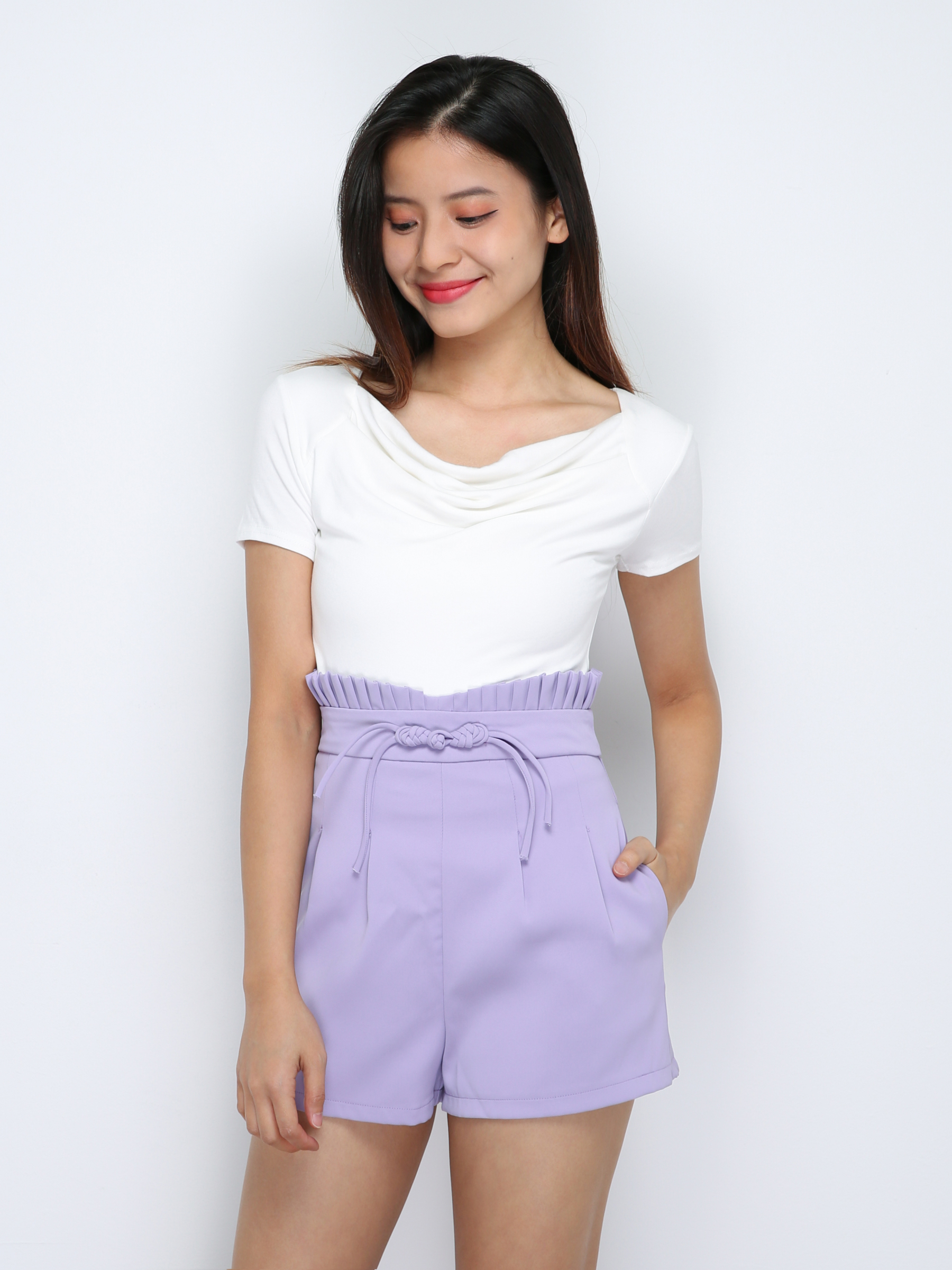 High Waist Side Pocket Short Pants 29834