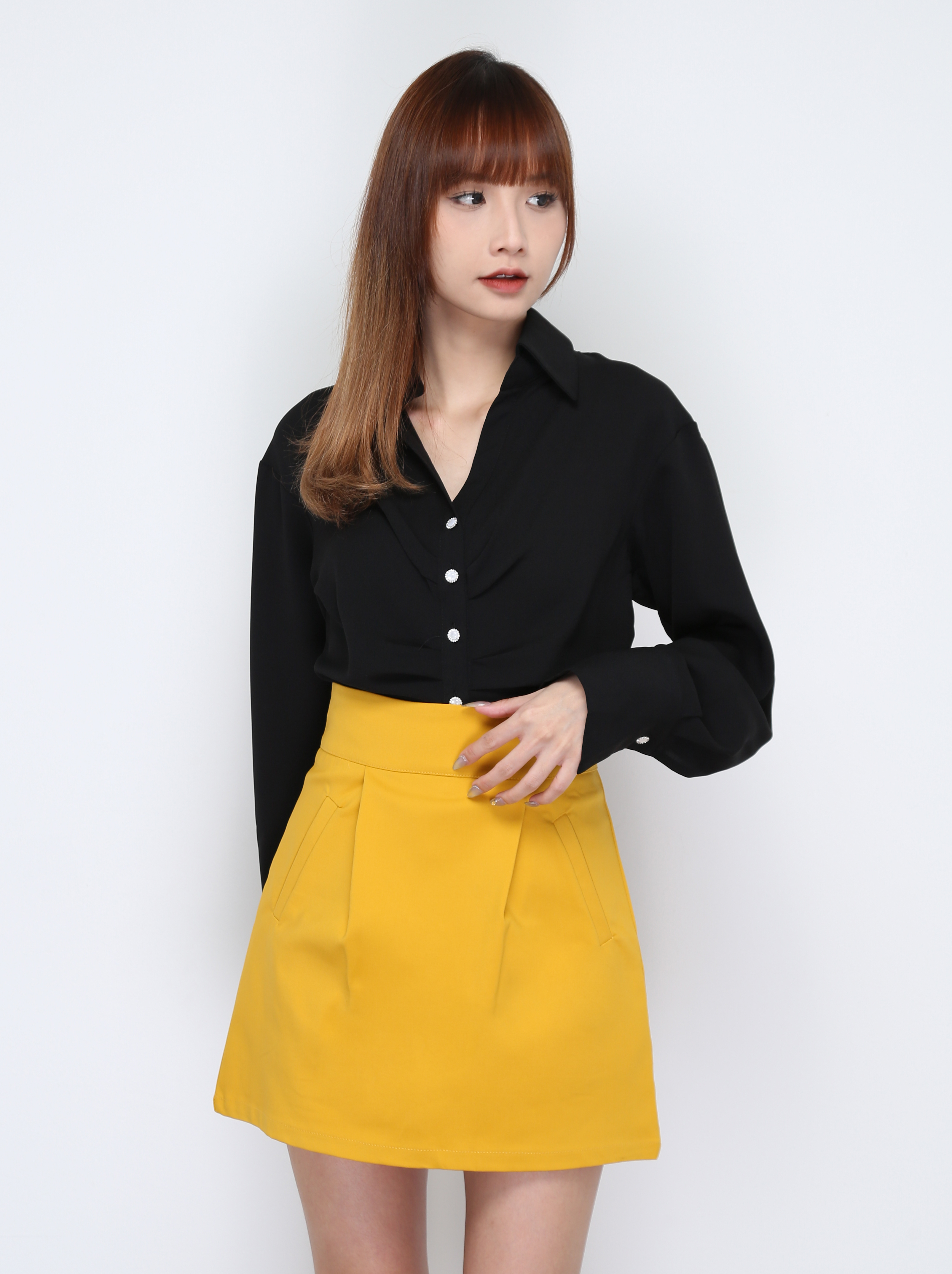 Collar Front Pleated Blouse 29841