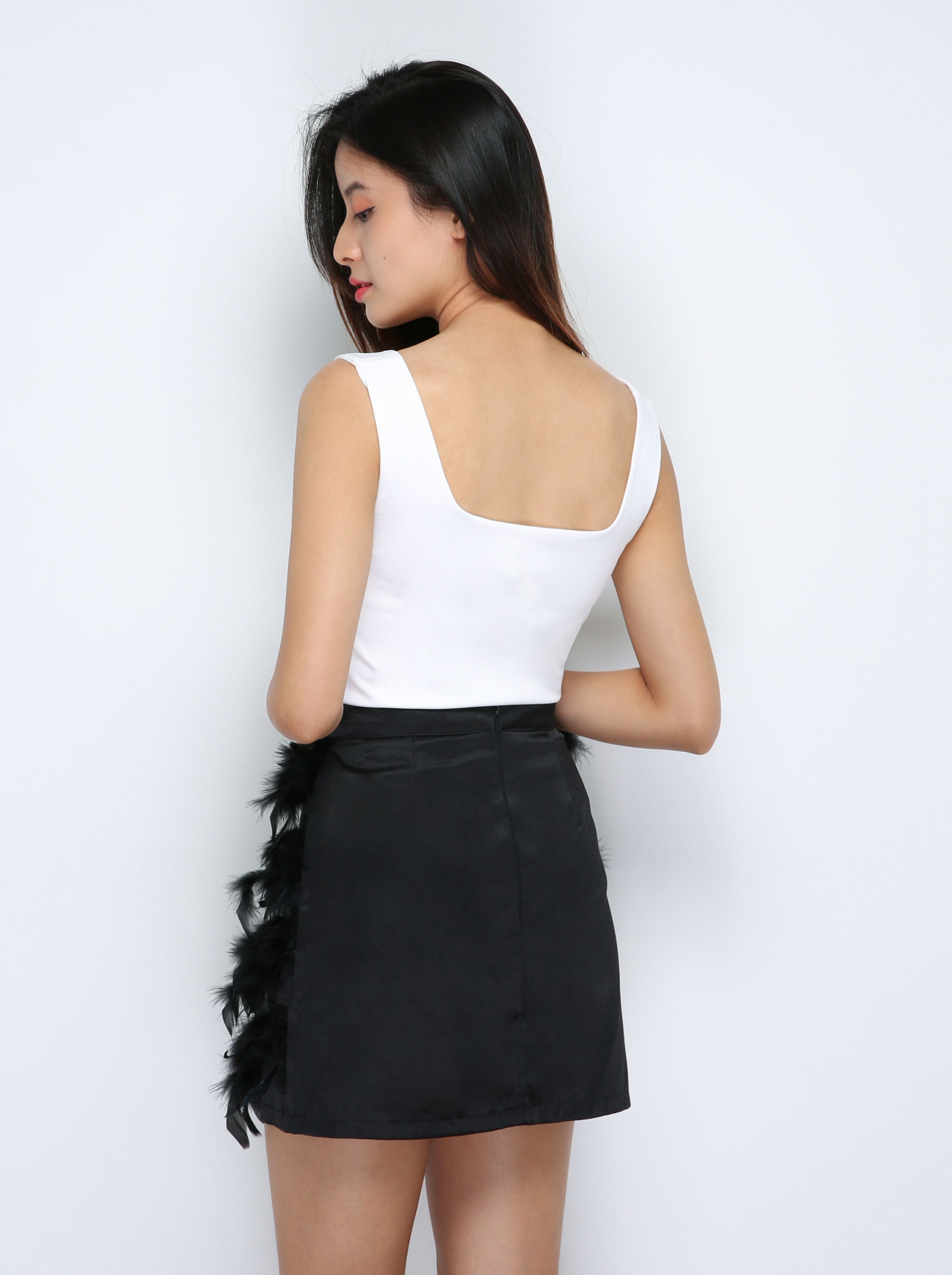 Back Zip Hairy Skirt Pant 29862