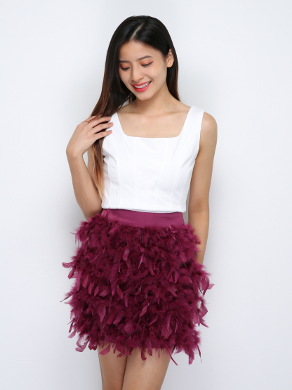 Back Zip Hairy Skirt Pant 29862