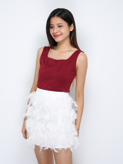 Back Zip Hairy Skirt Pant 29862